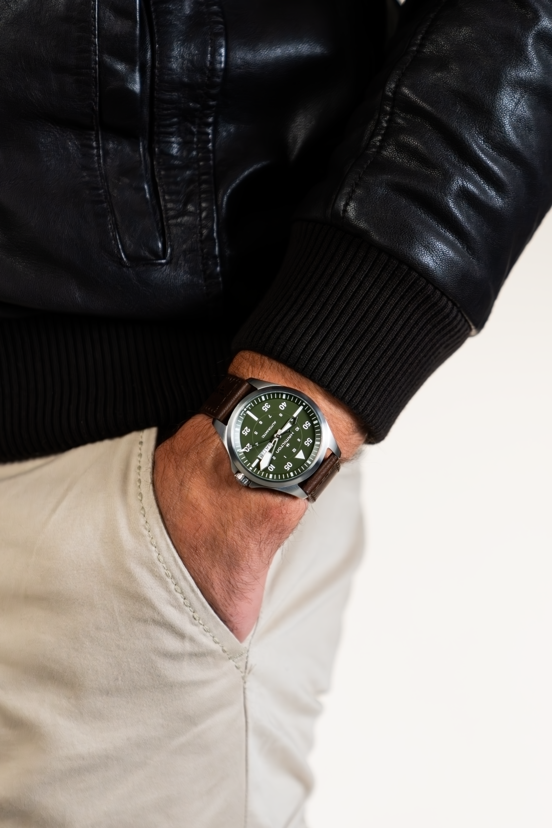 Khaki Aviation Pilot Day Date 42MM Automatic- H64635560