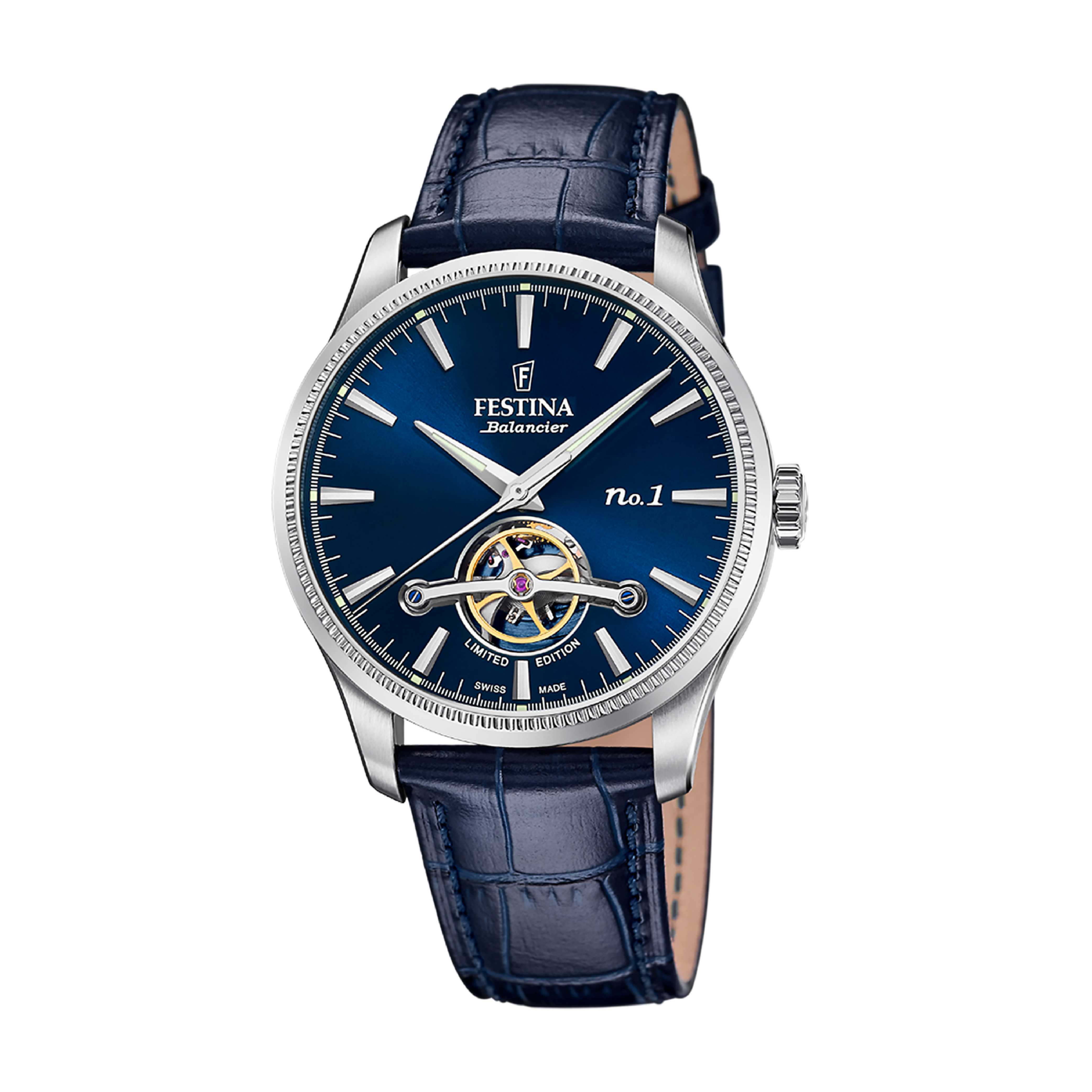 Open Heart Limited Edition with Blue Dial Leather Strap - F1902-6