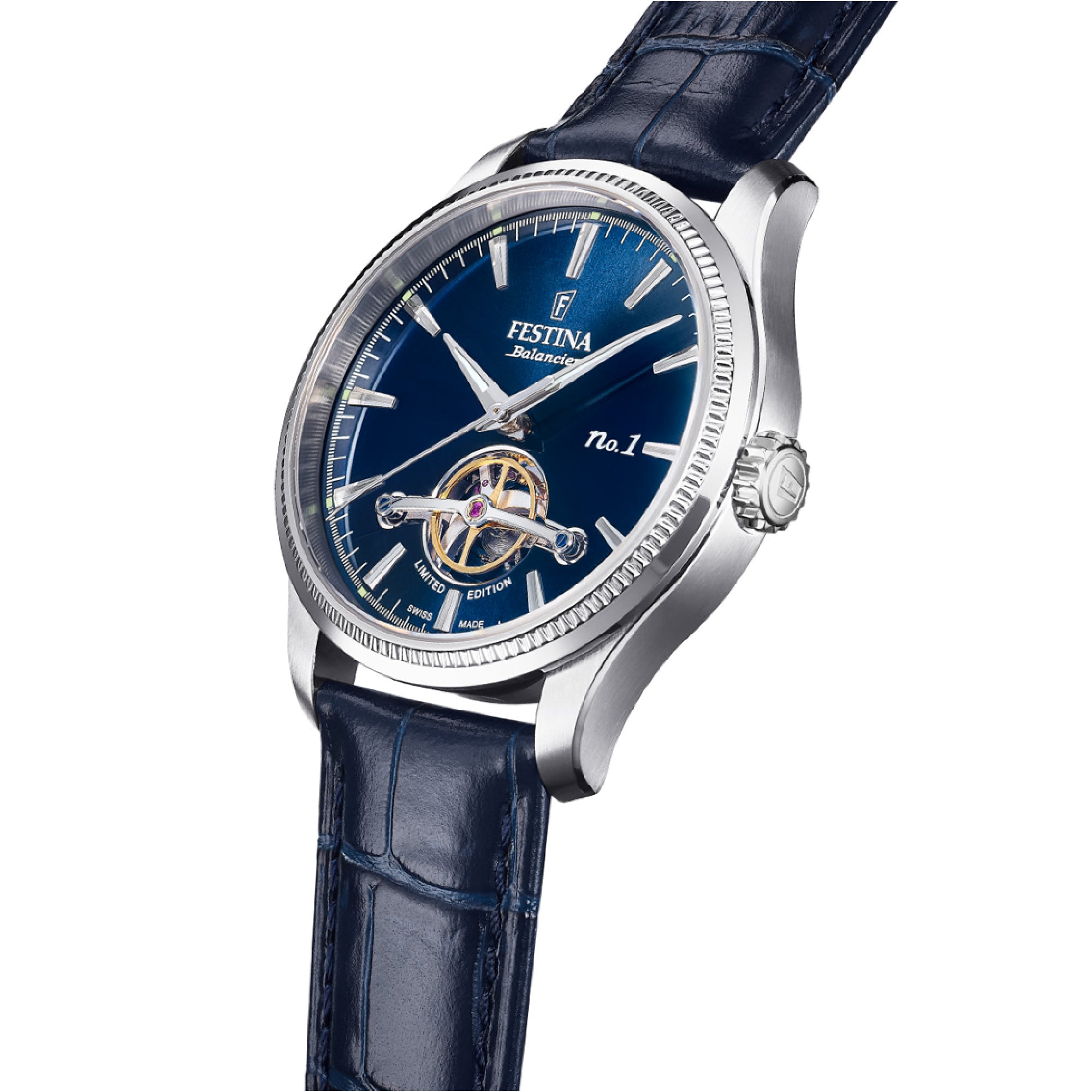 Open Heart Limited Edition with Blue Dial Leather Strap - F1902-6