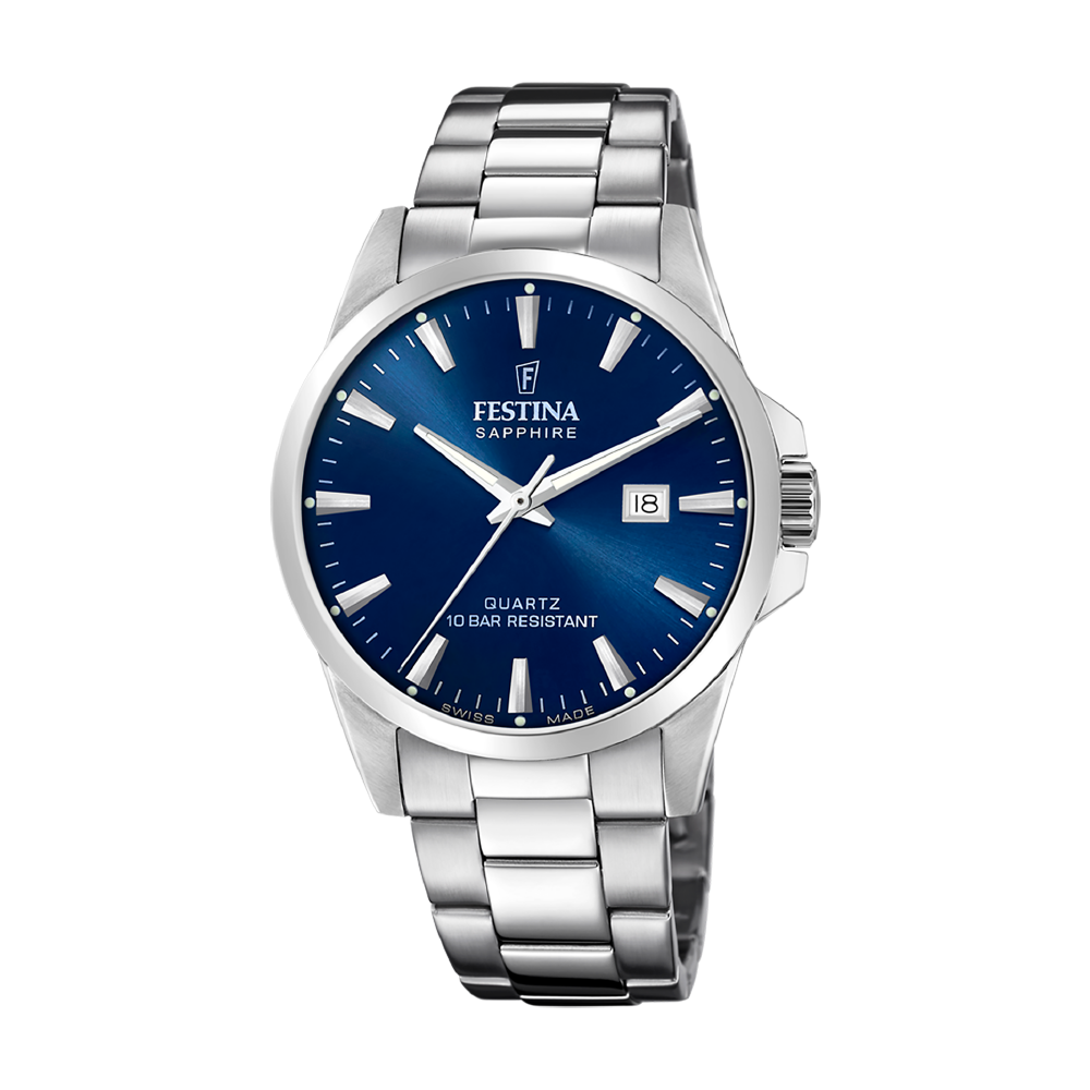 Classic with Blue Dial Stainless Steel Strap - F20024-3