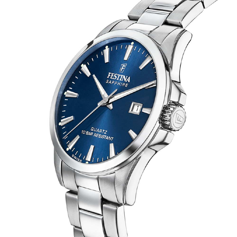 Classic with Blue Dial Stainless Steel Strap - F20024-3