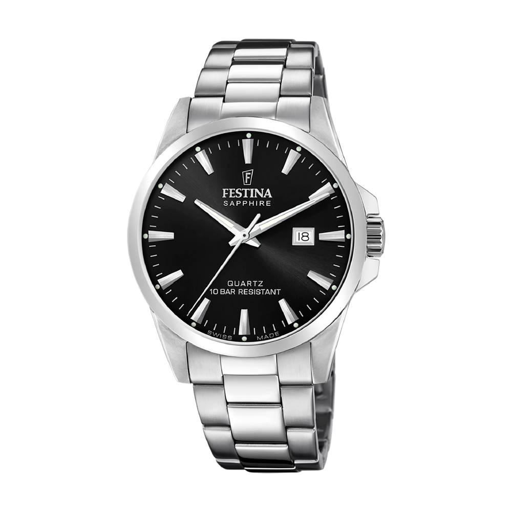 Classic with Black Dial Stainless Steel Strap - F20024-4