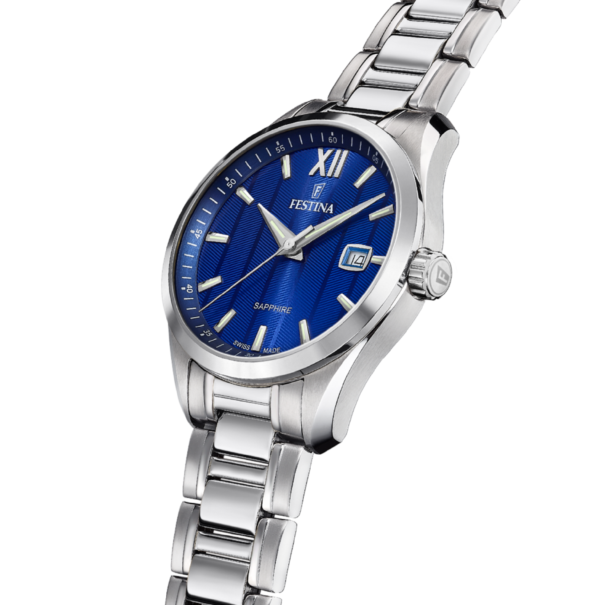 Classic with Blue Dial Stainless Steel Strap - F20026-2