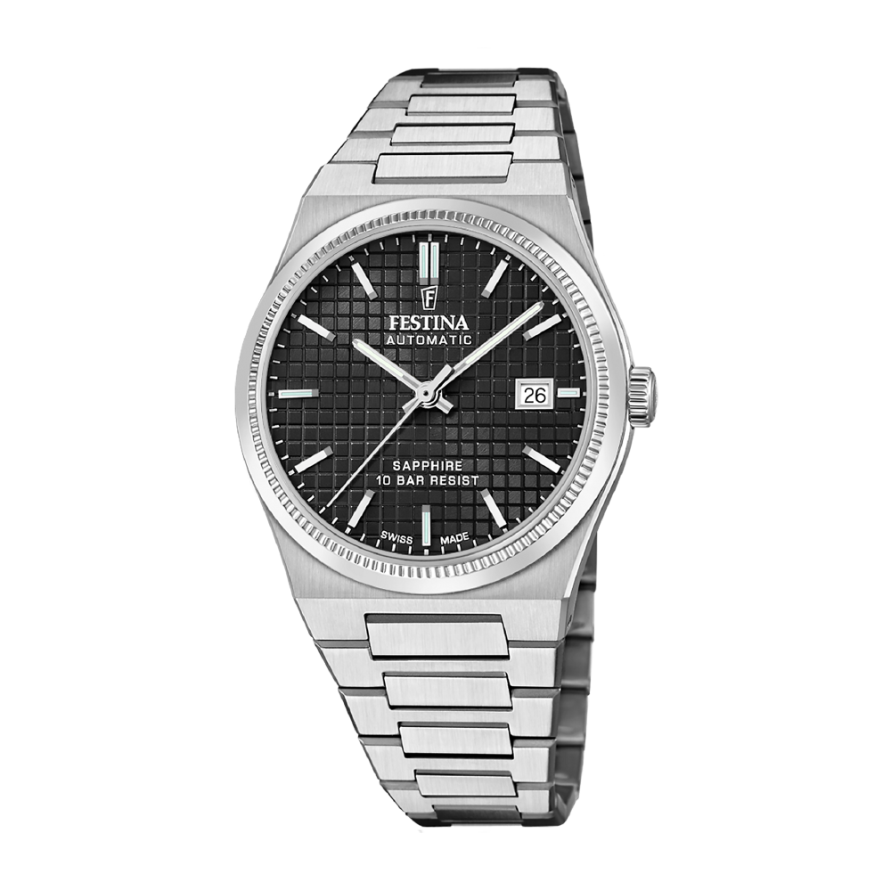 Rivé with Black Dial Stainless Steel Strap - F20028-4