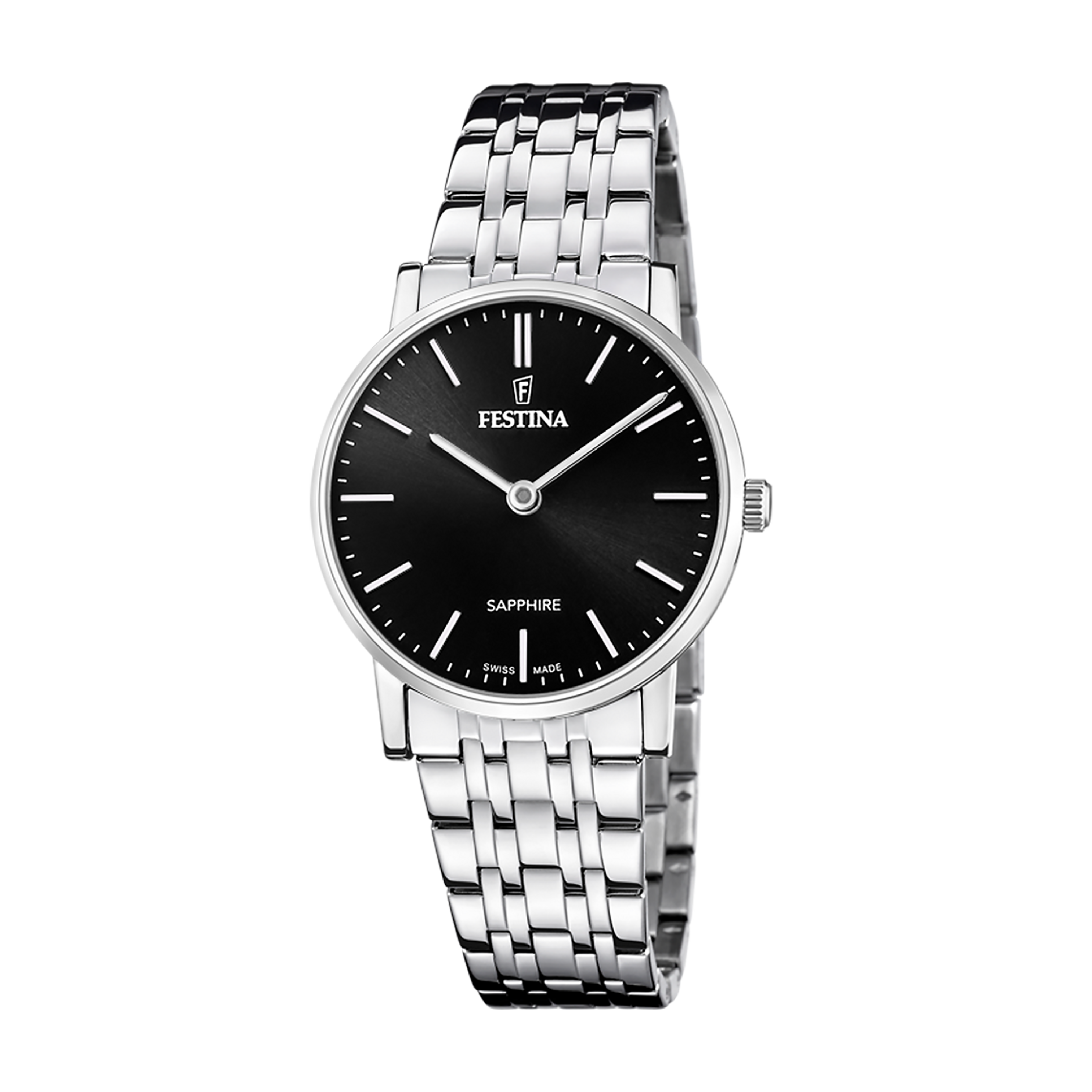 Sapphire with Black Dial Stainless Steel Strap - F20047-4