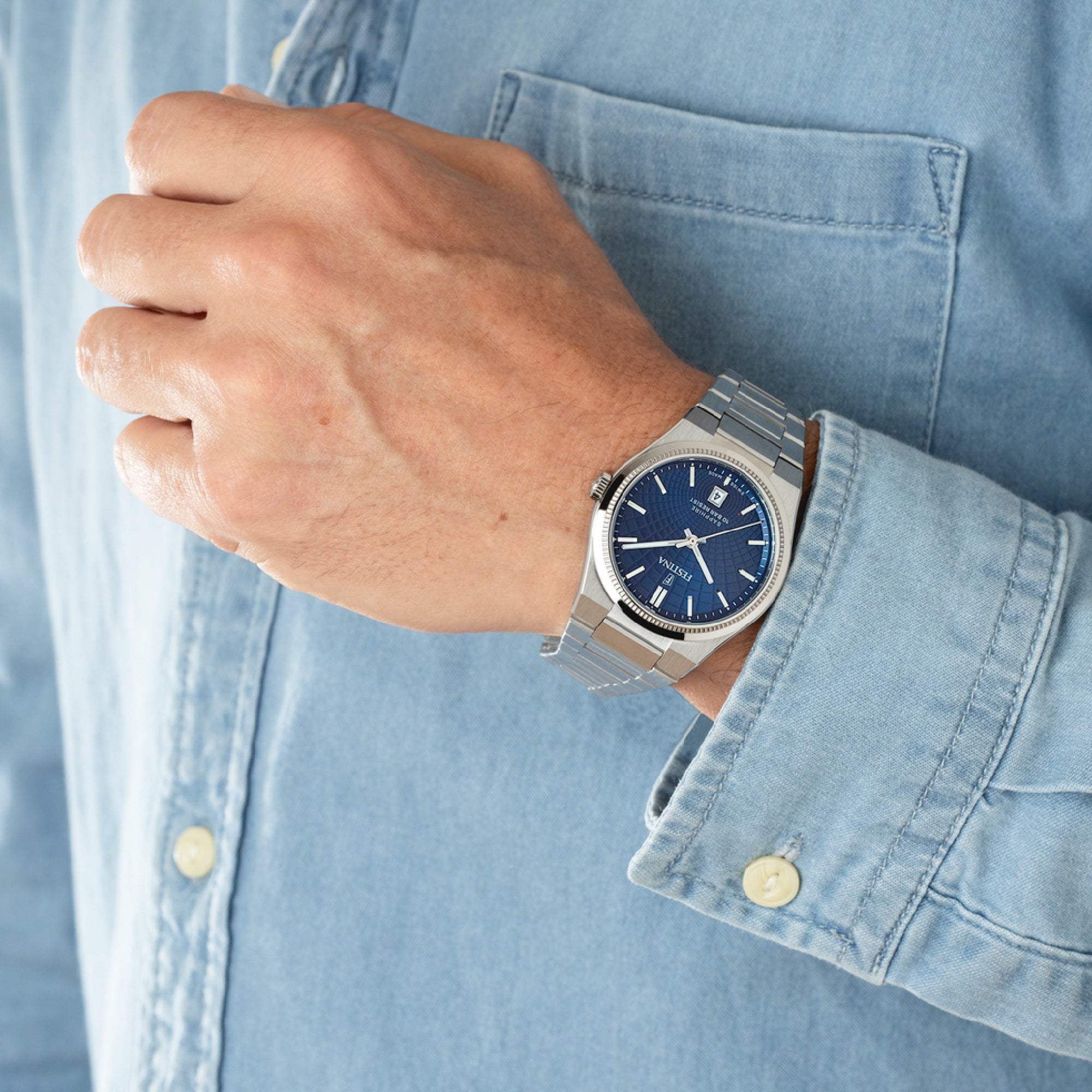 Rivé with Blue Dial Stainless Steel Strap - F20051-4