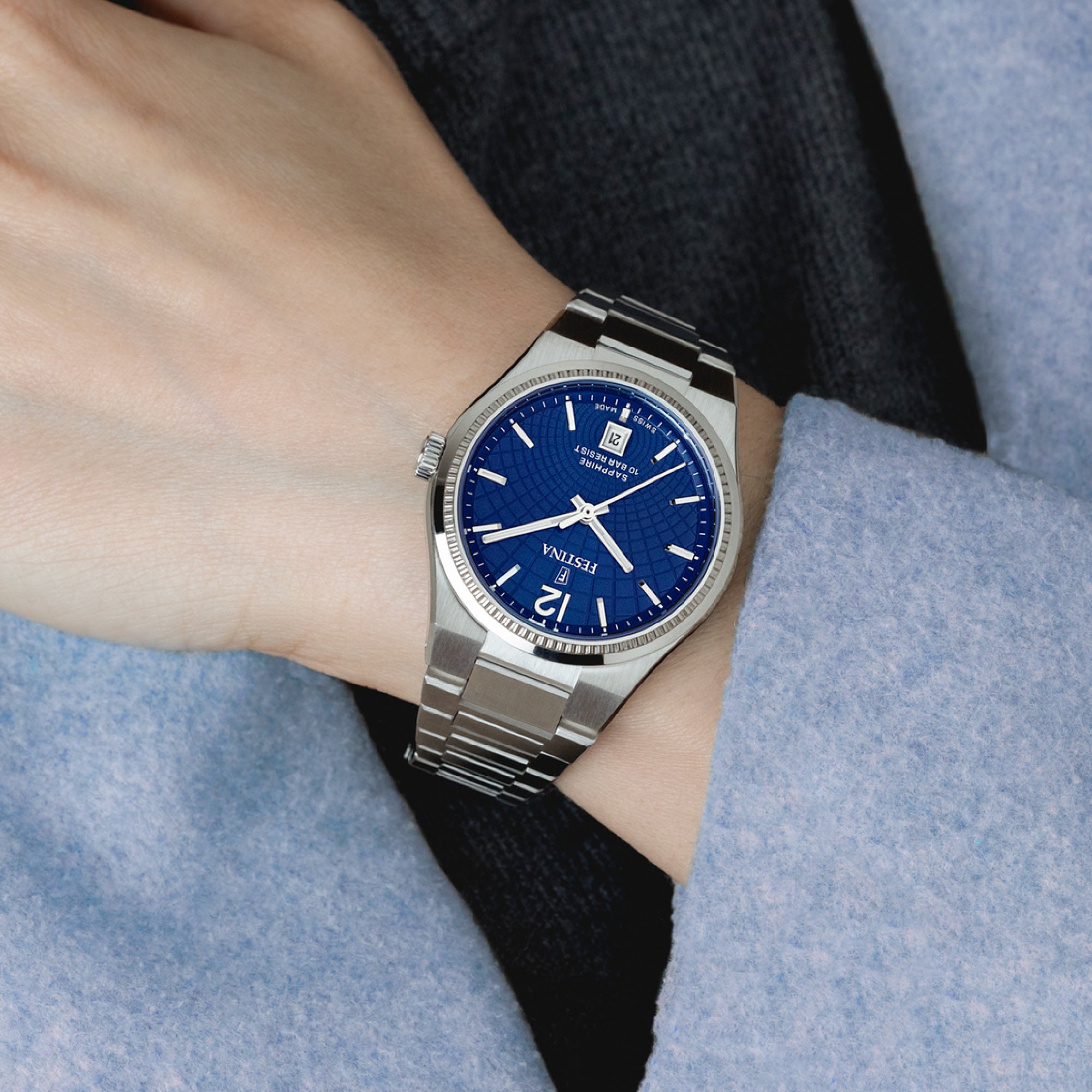 Rivé with Blue Dial Stainless Steel Strap - F20052-7