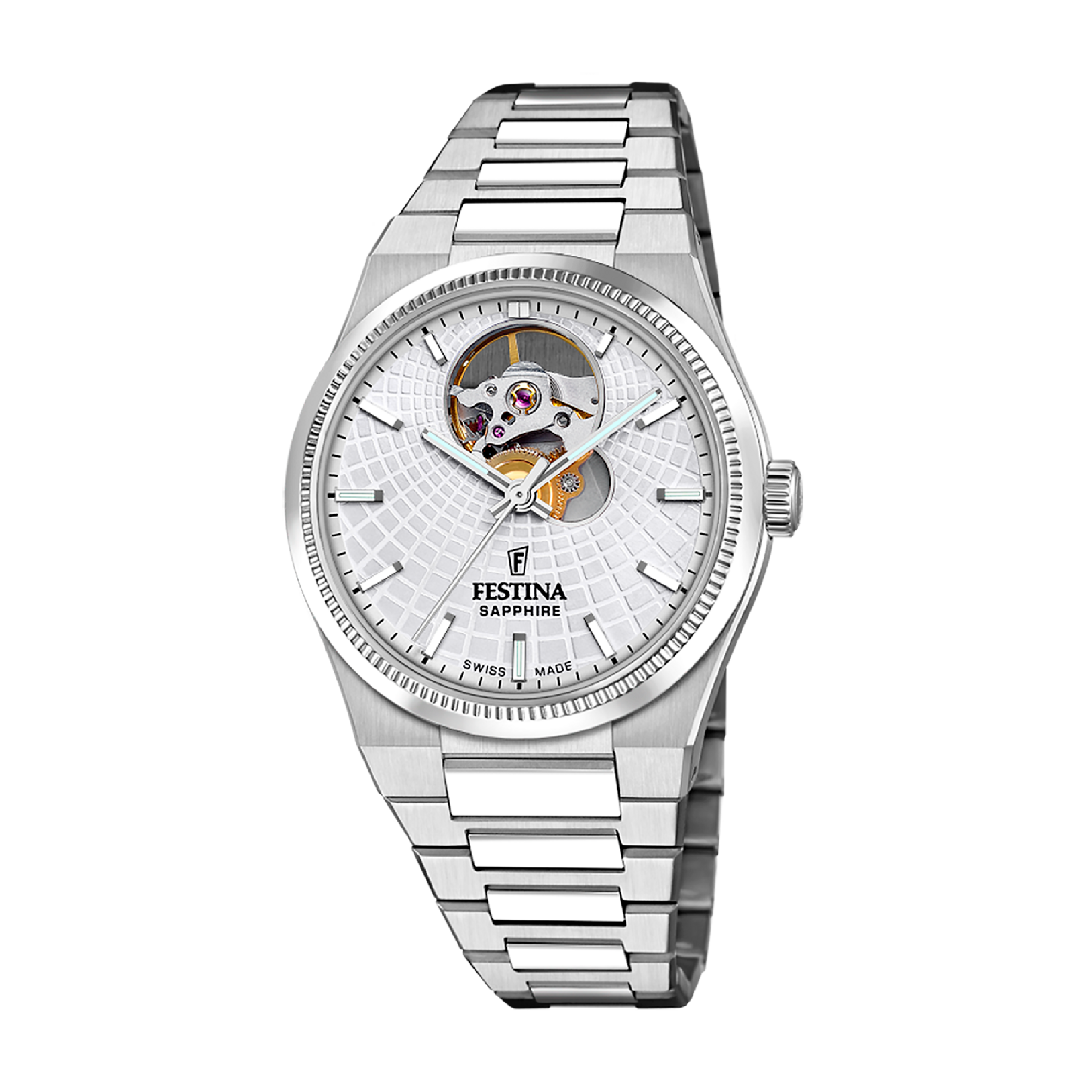 Open Heart with Silver Dial Stainless Steel Strap - F20054-1