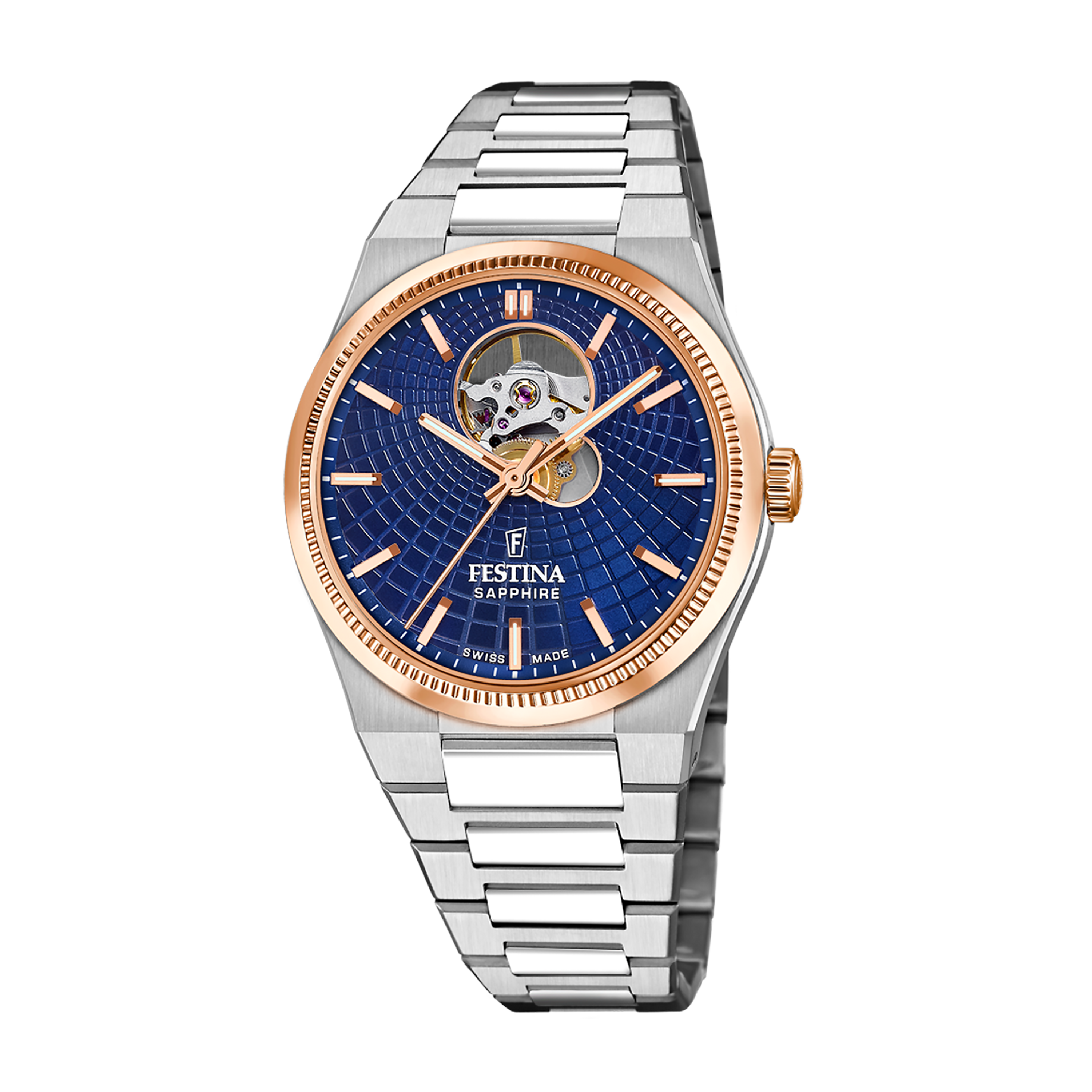 Open Heart with Blue Dial Stainless Steel Strap - F20061-2