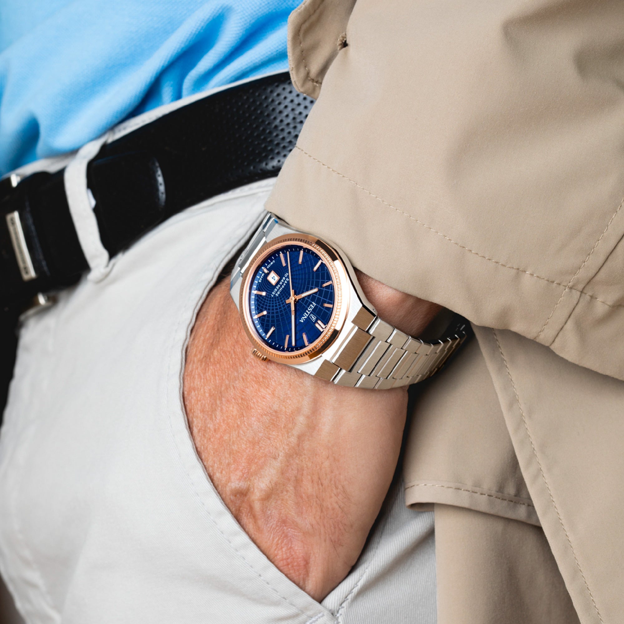 Rivé with Blue Dial Stainless Steel Strap - F20065-2