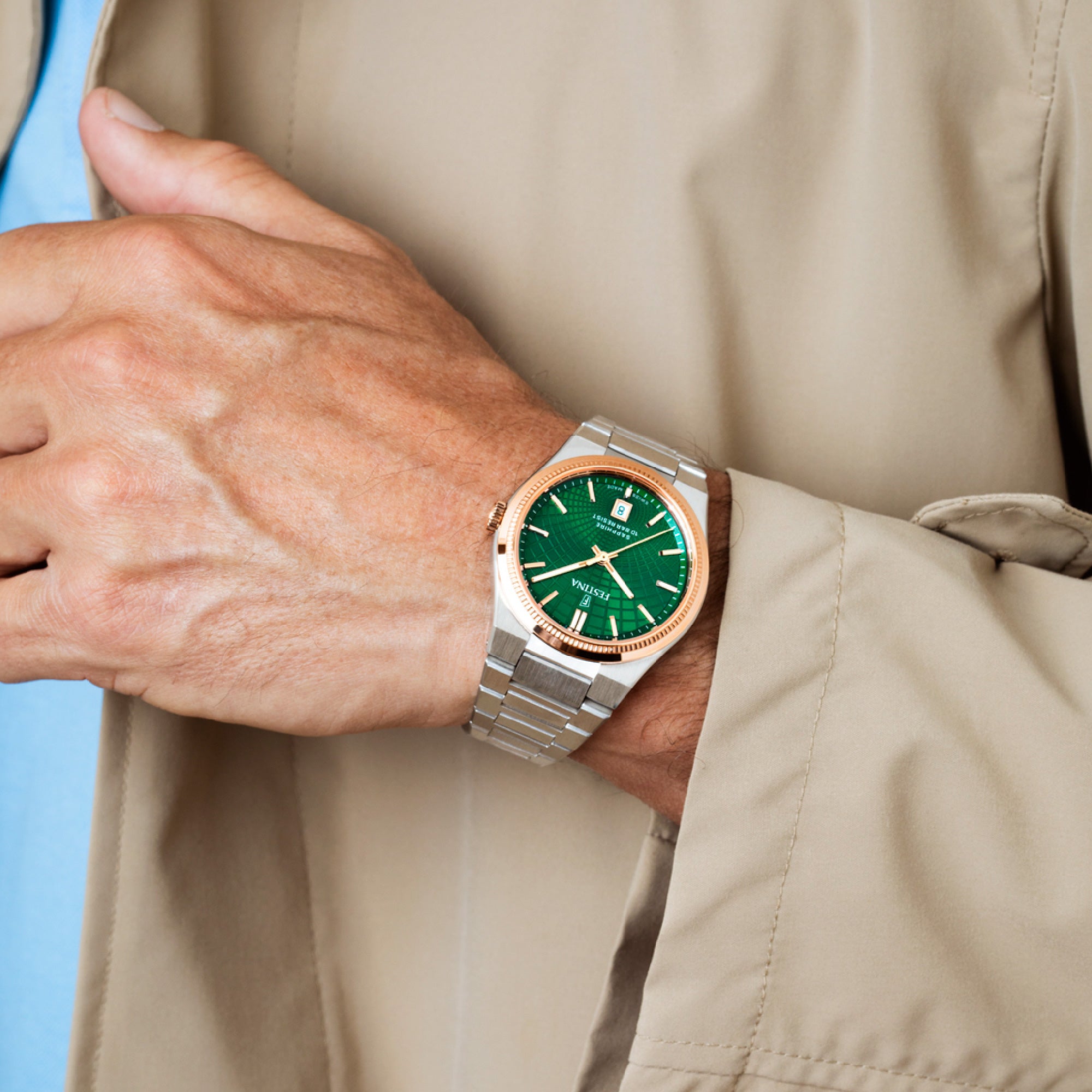 Rivé with Green Dial Stainless Steel Strap - F20065-3