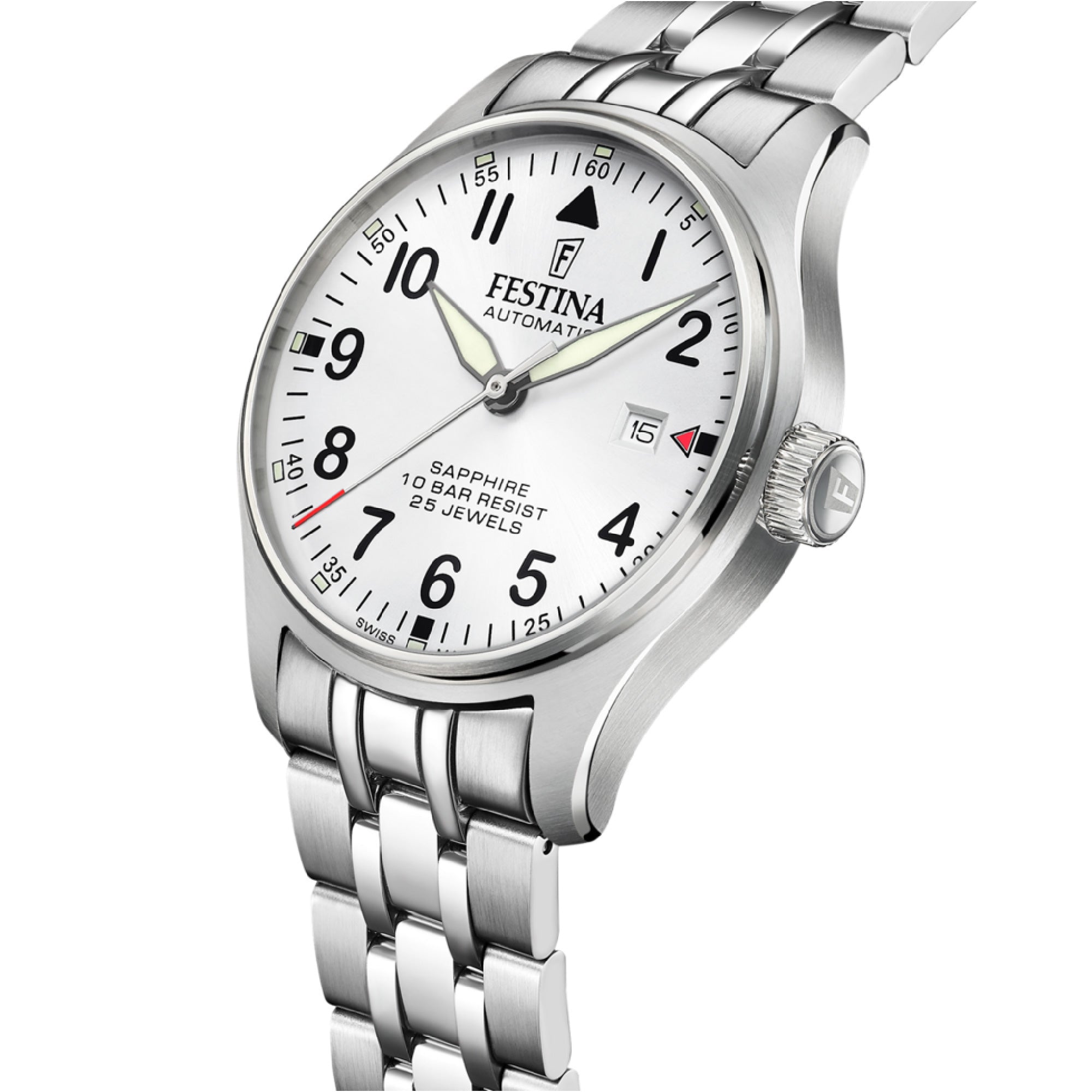 Aviator North with Silver Dial Stainless Steel Strap - F20151-A