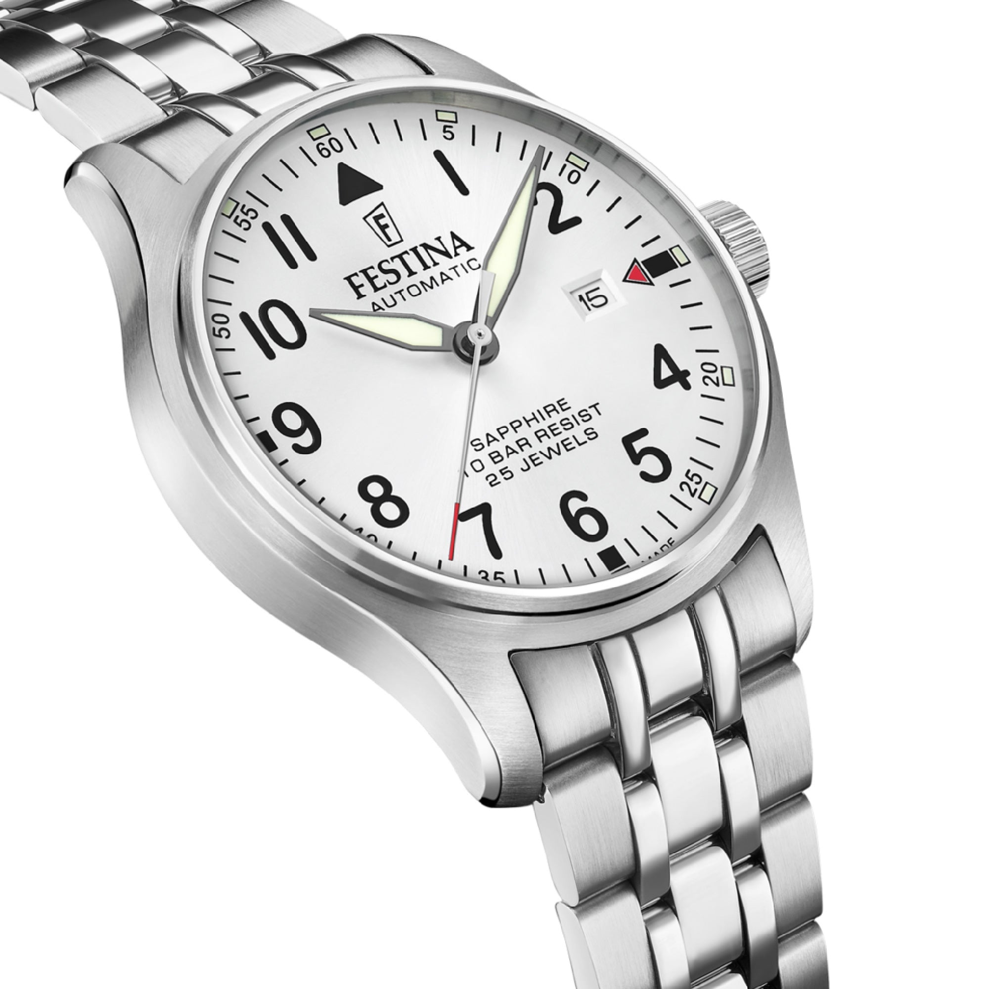 Aviator North with Silver Dial Stainless Steel Strap - F20151-A