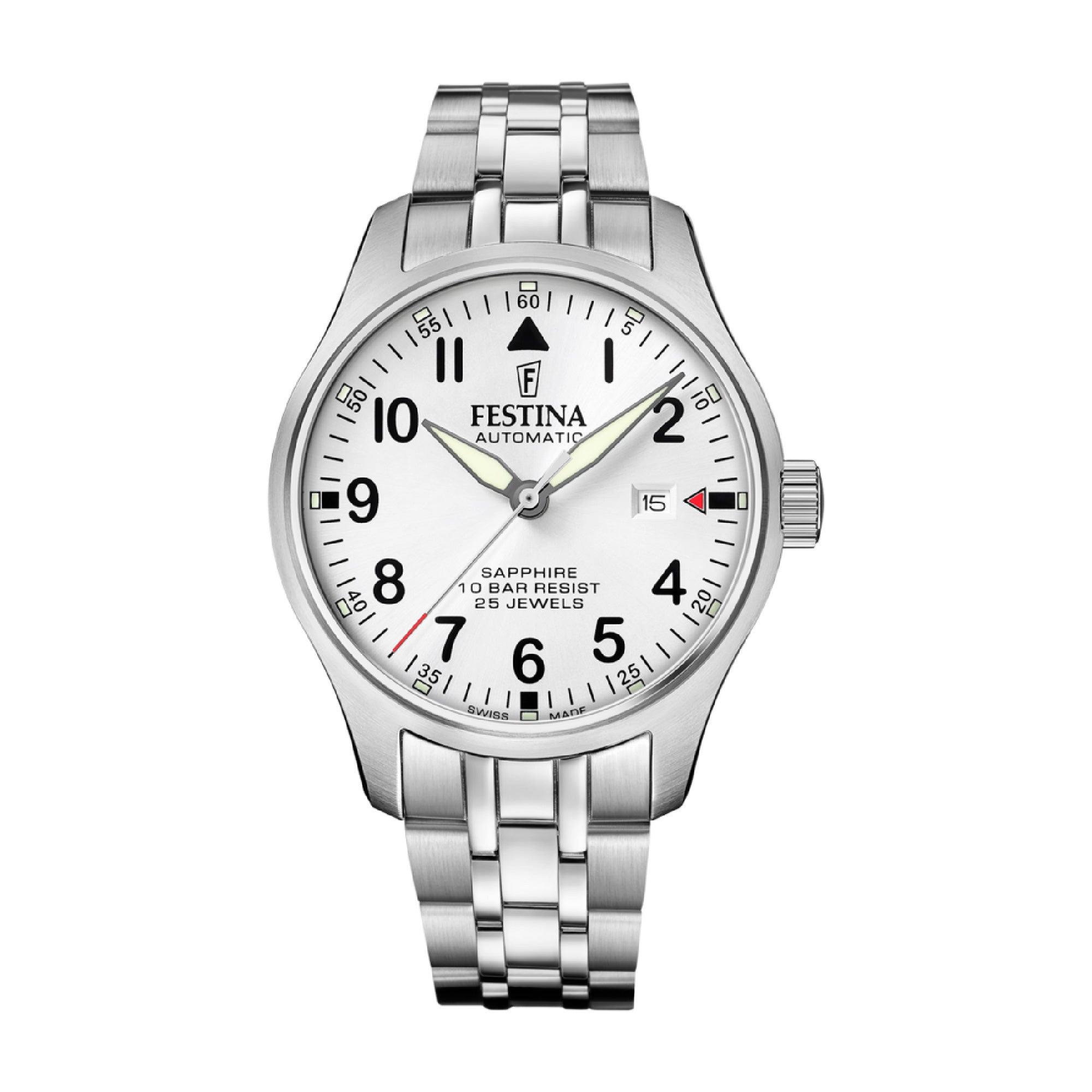 Aviator North with Silver Dial Stainless Steel Strap - F20151-A