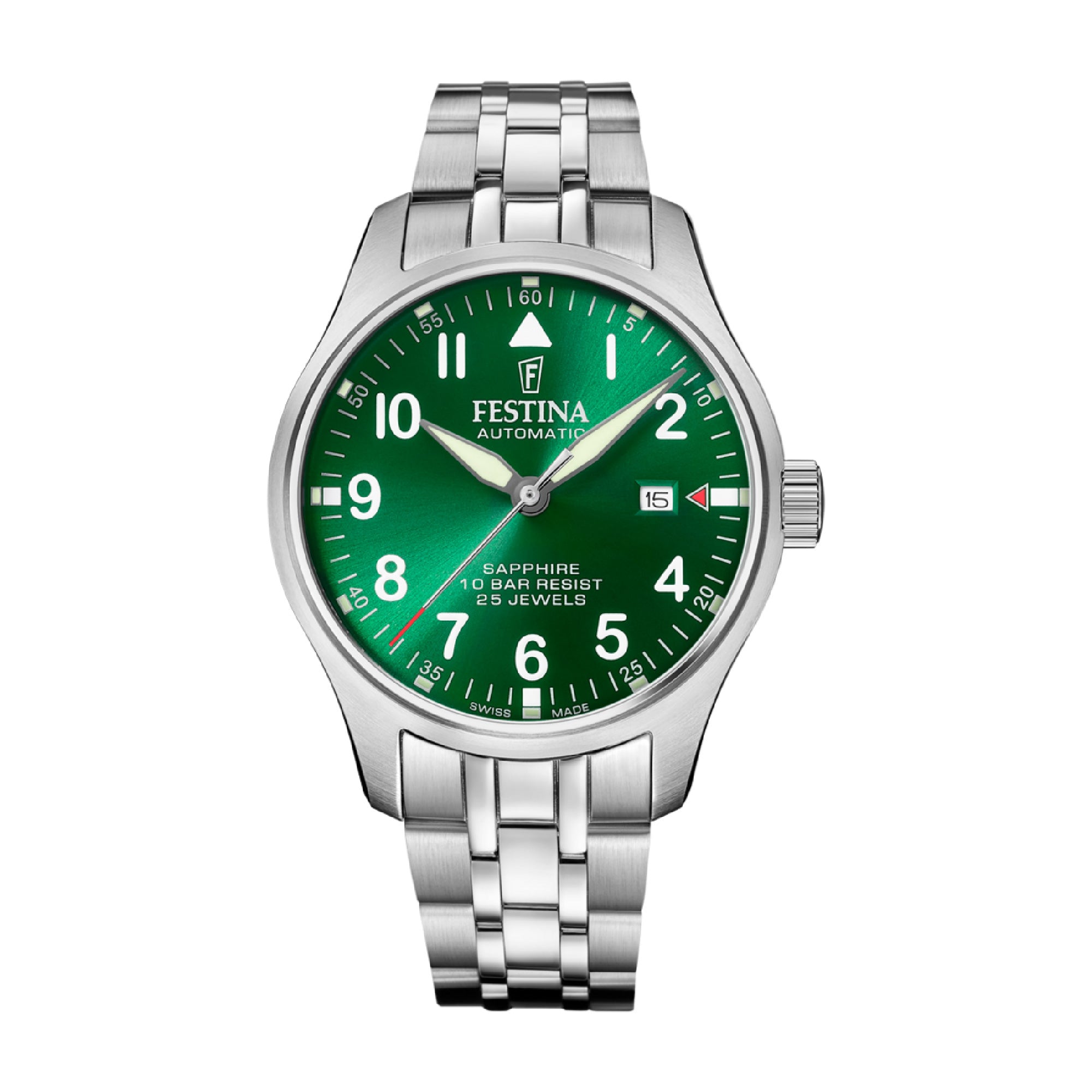 Classic Sapphire with Green Dial Stainless Steel Strap - F20151-B