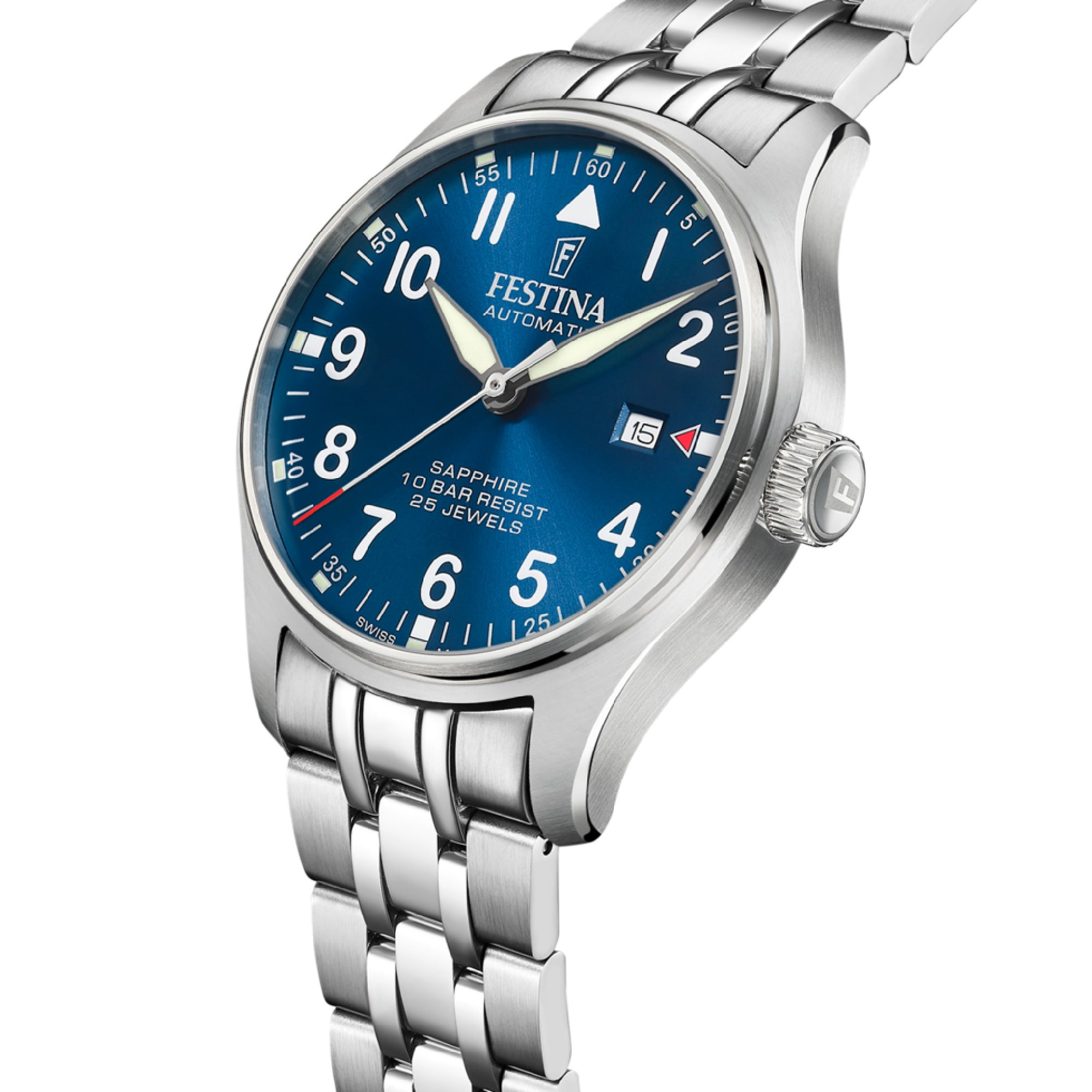 Classic Sapphire with Blue Dial Stainless Steel Strap - F20151-C