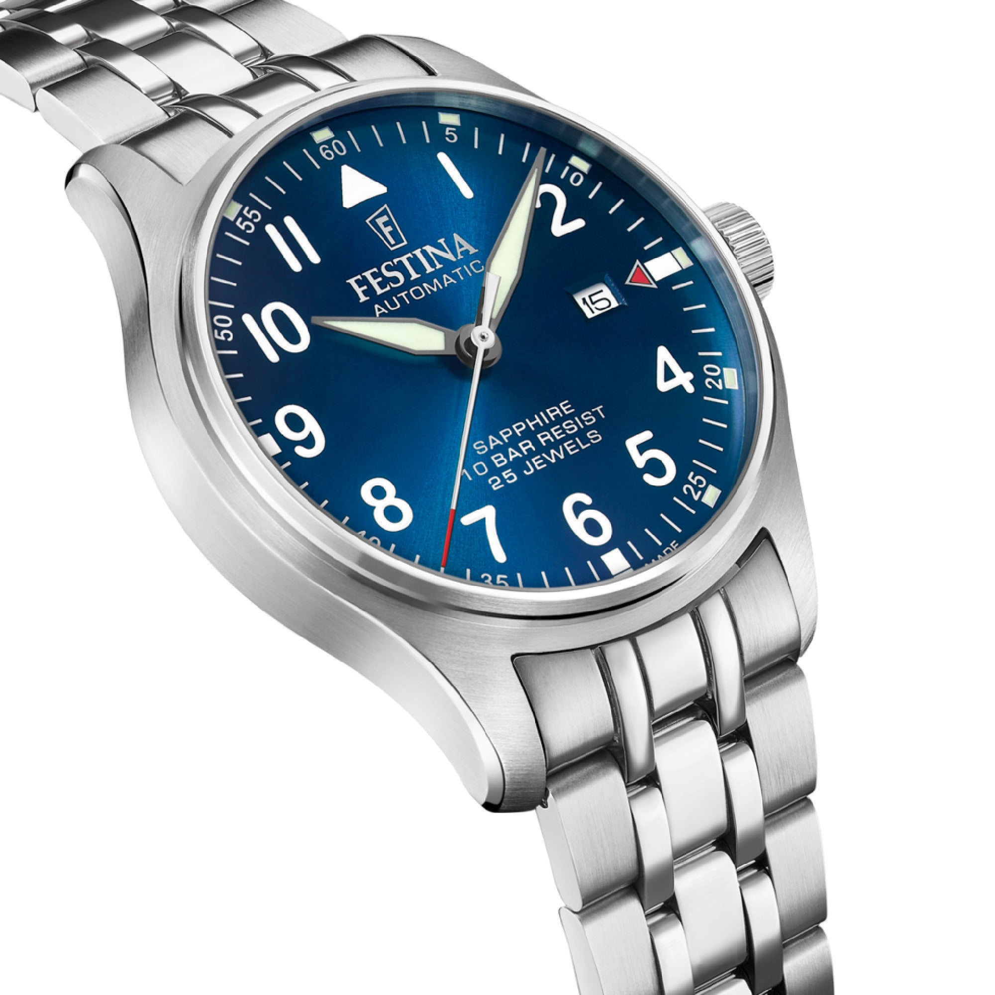 Classic Sapphire with Blue Dial Stainless Steel Strap - F20151-C