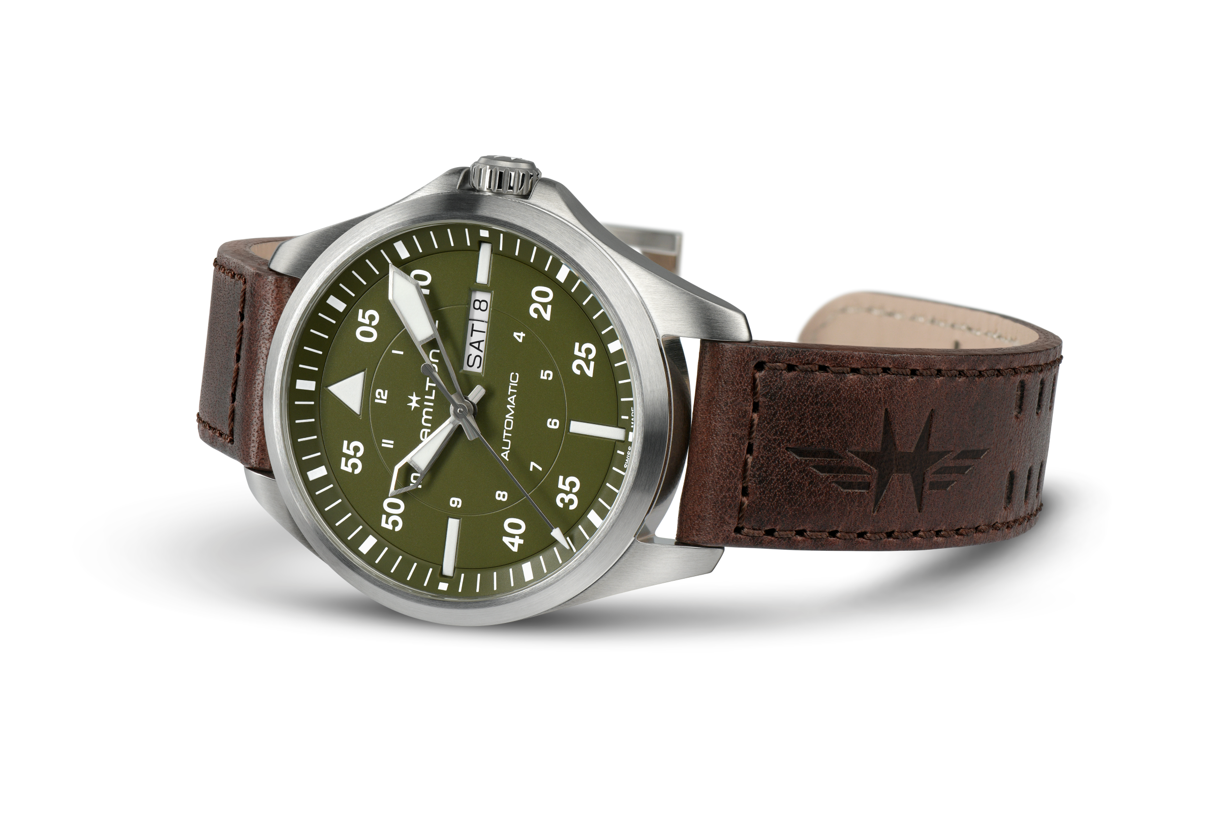 Khaki Aviation Pilot Day Date 42MM Automatic- H64635560