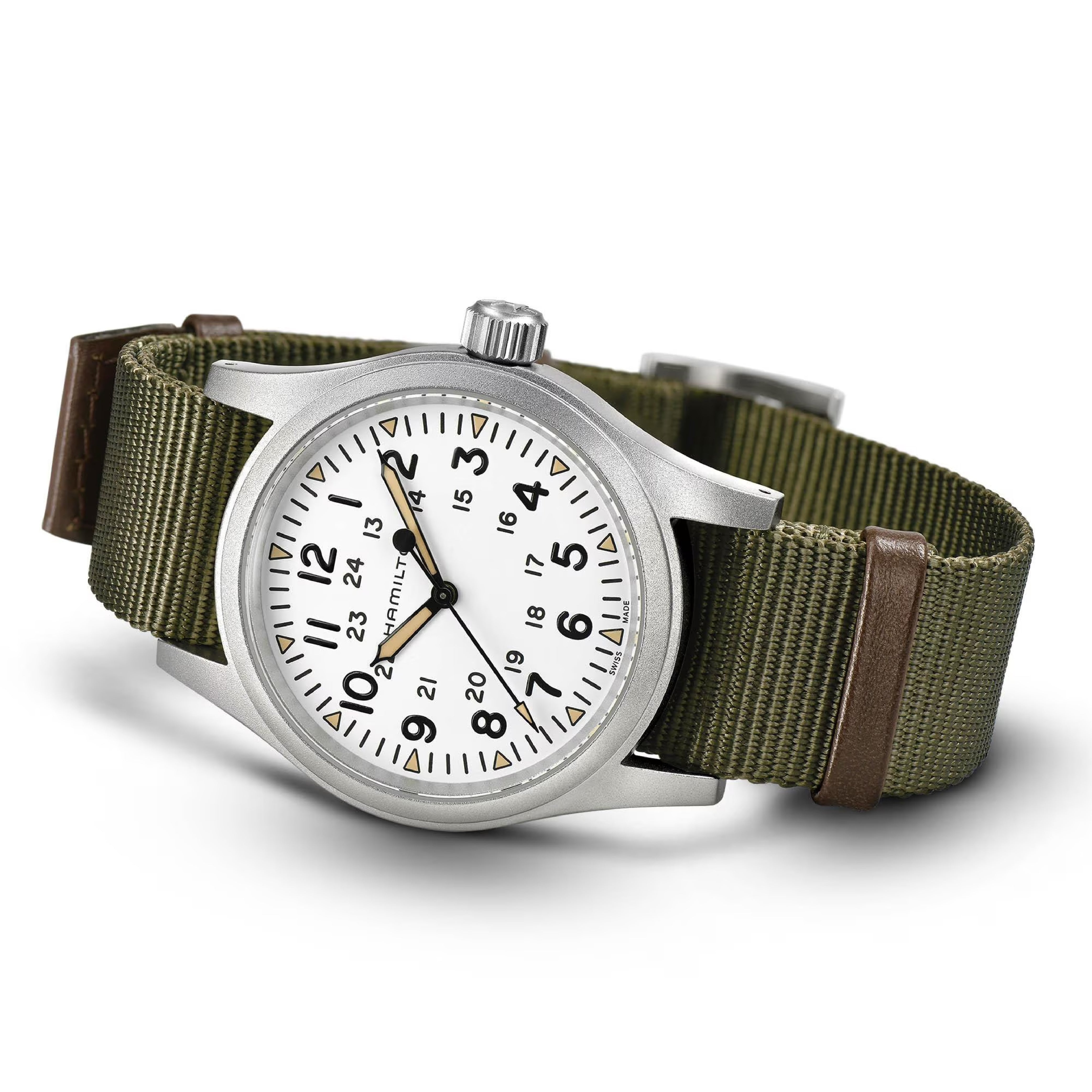 Khaki Field with White Dial Fabric Strap - H69439411