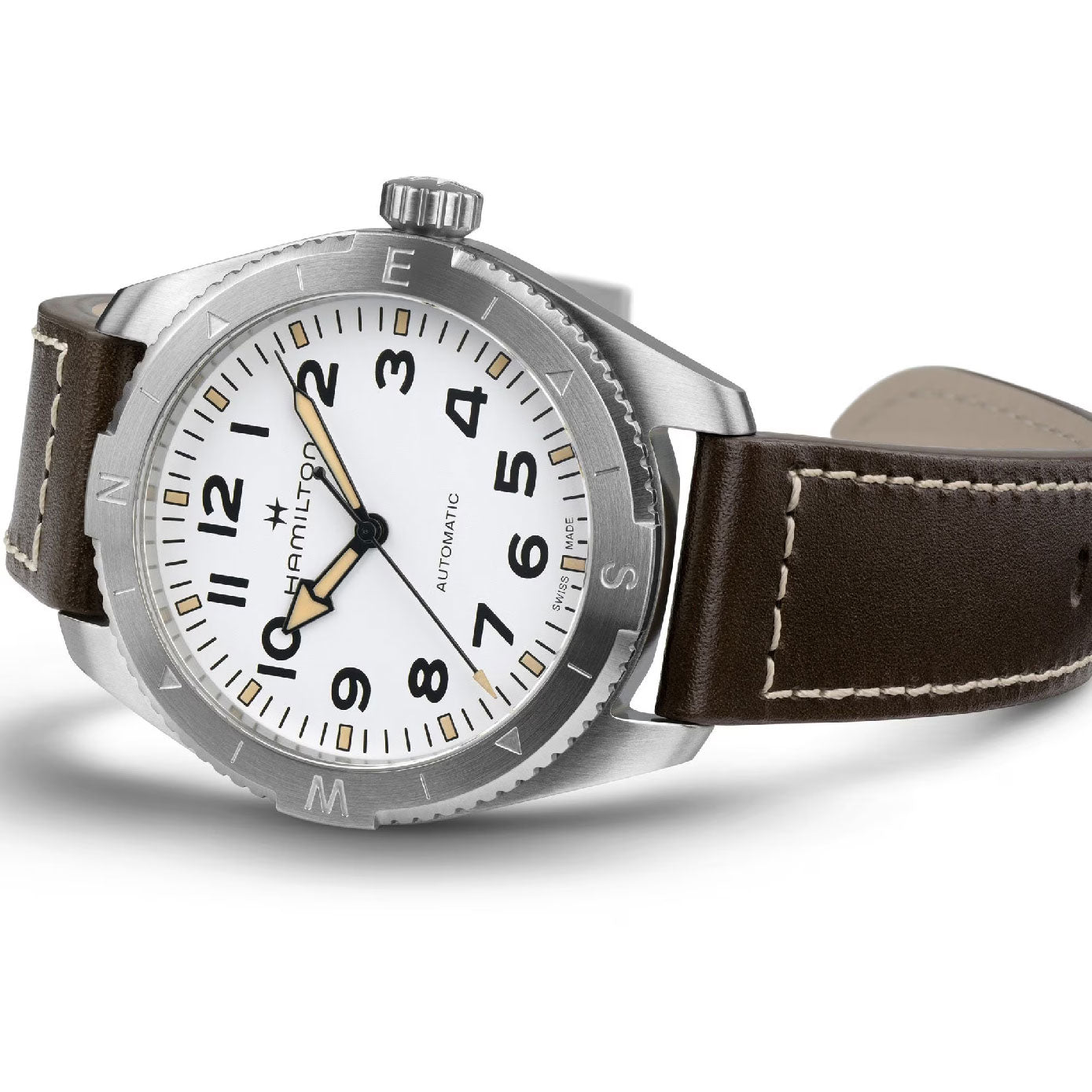 Khaki Field with White Dial Leather Strap - H70315510