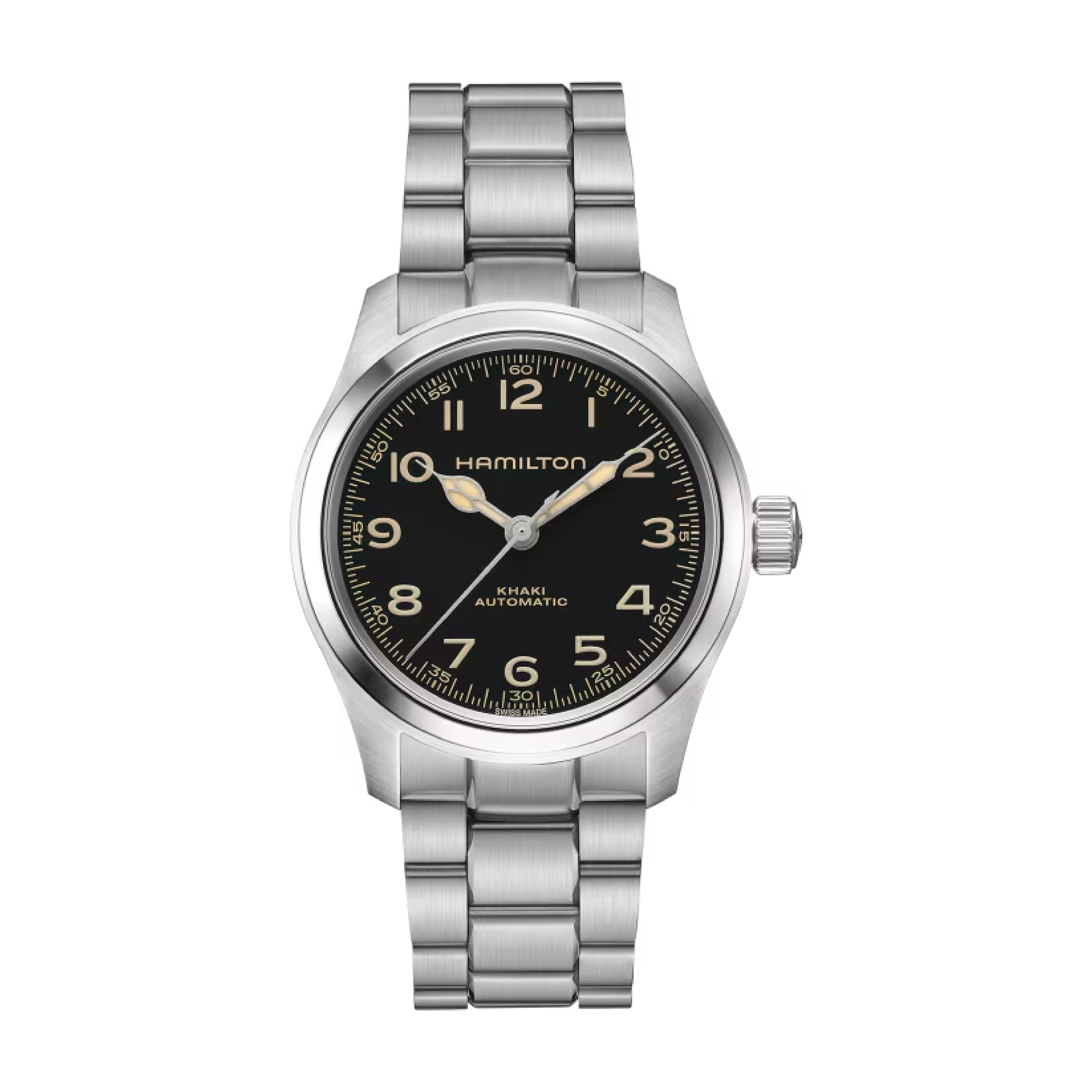 Khaki Field with Black Dial Stainless Steel Strap - H70405130