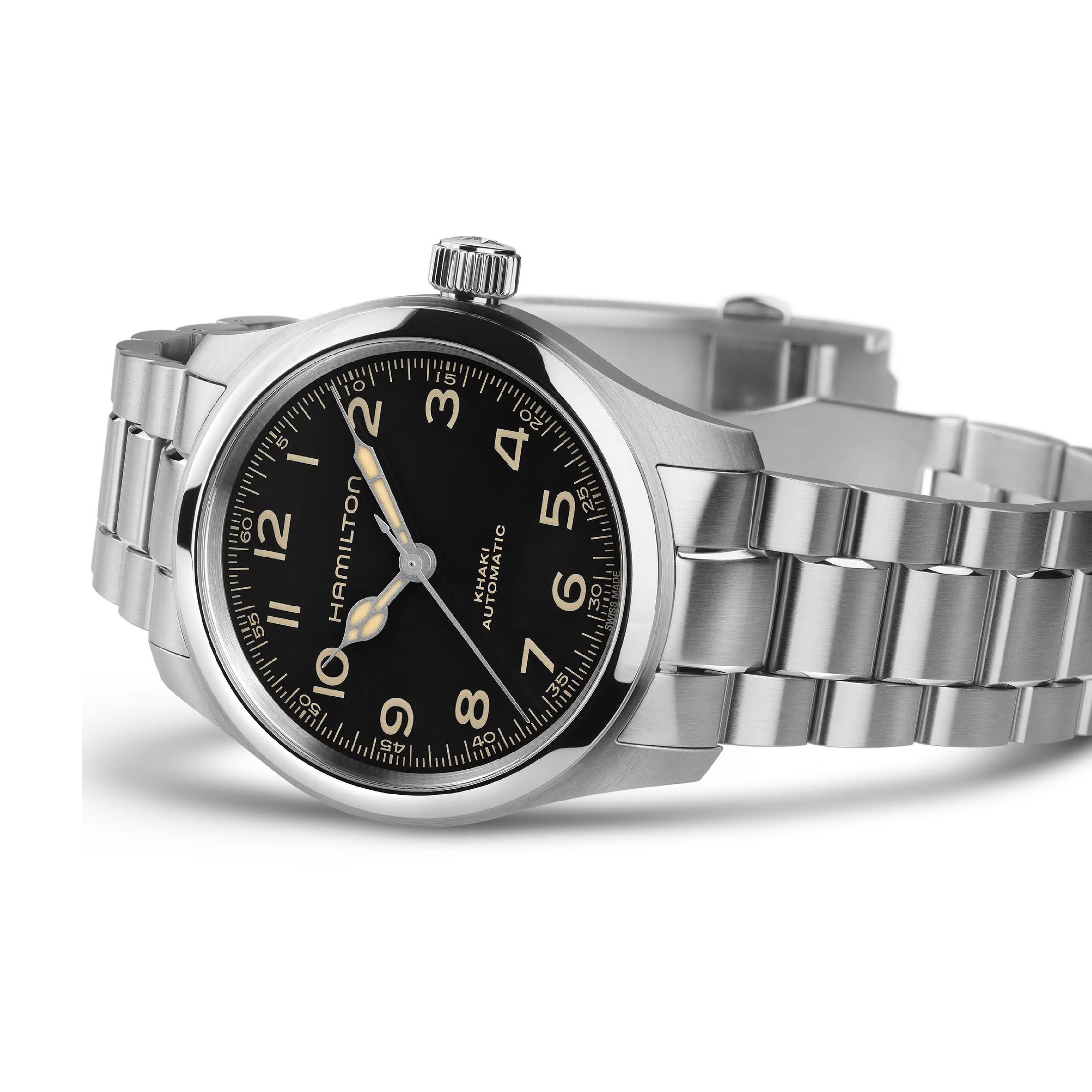 Khaki Field with Black Dial Stainless Steel Strap - H70405130