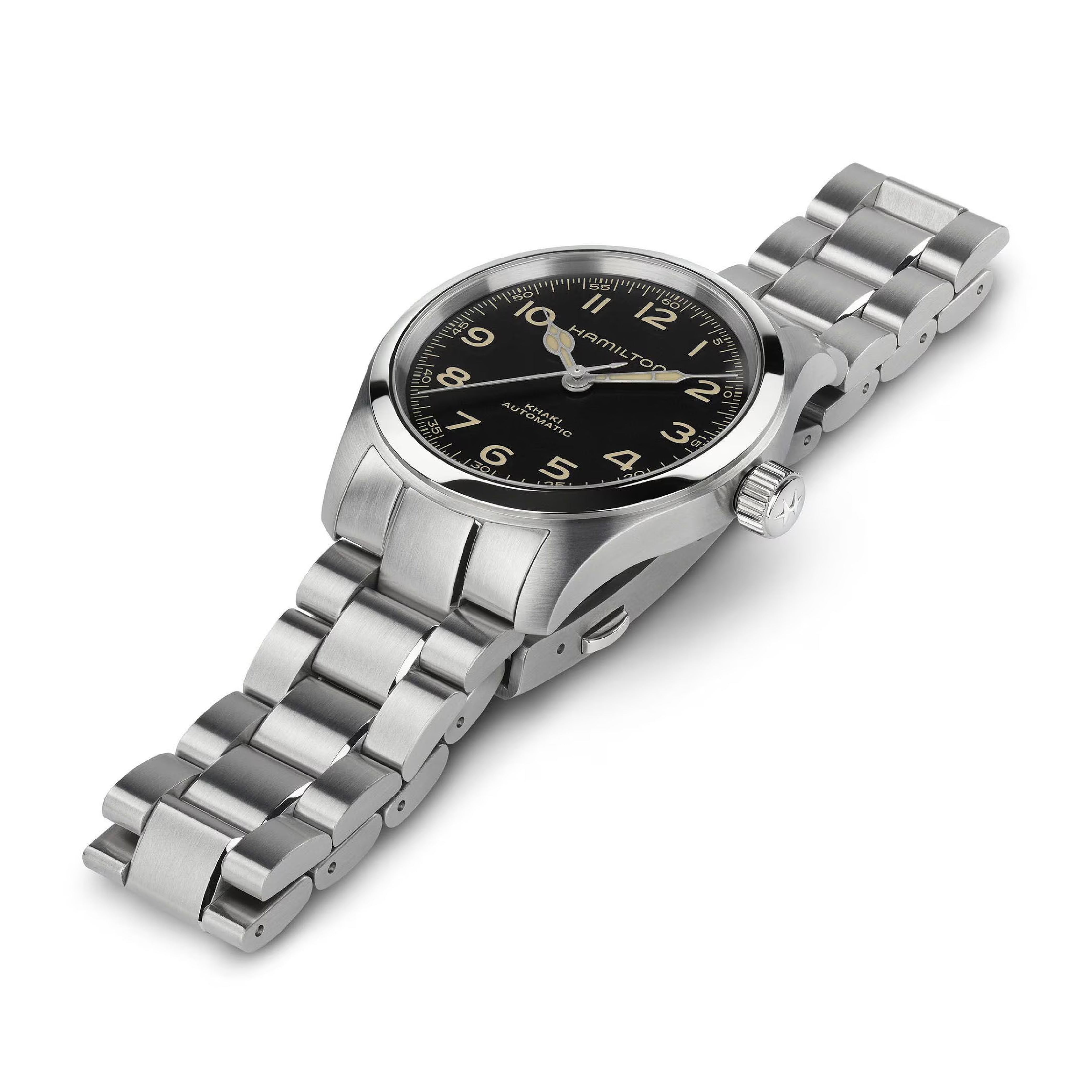 Khaki Field with Black Dial Stainless Steel Strap - H70405130