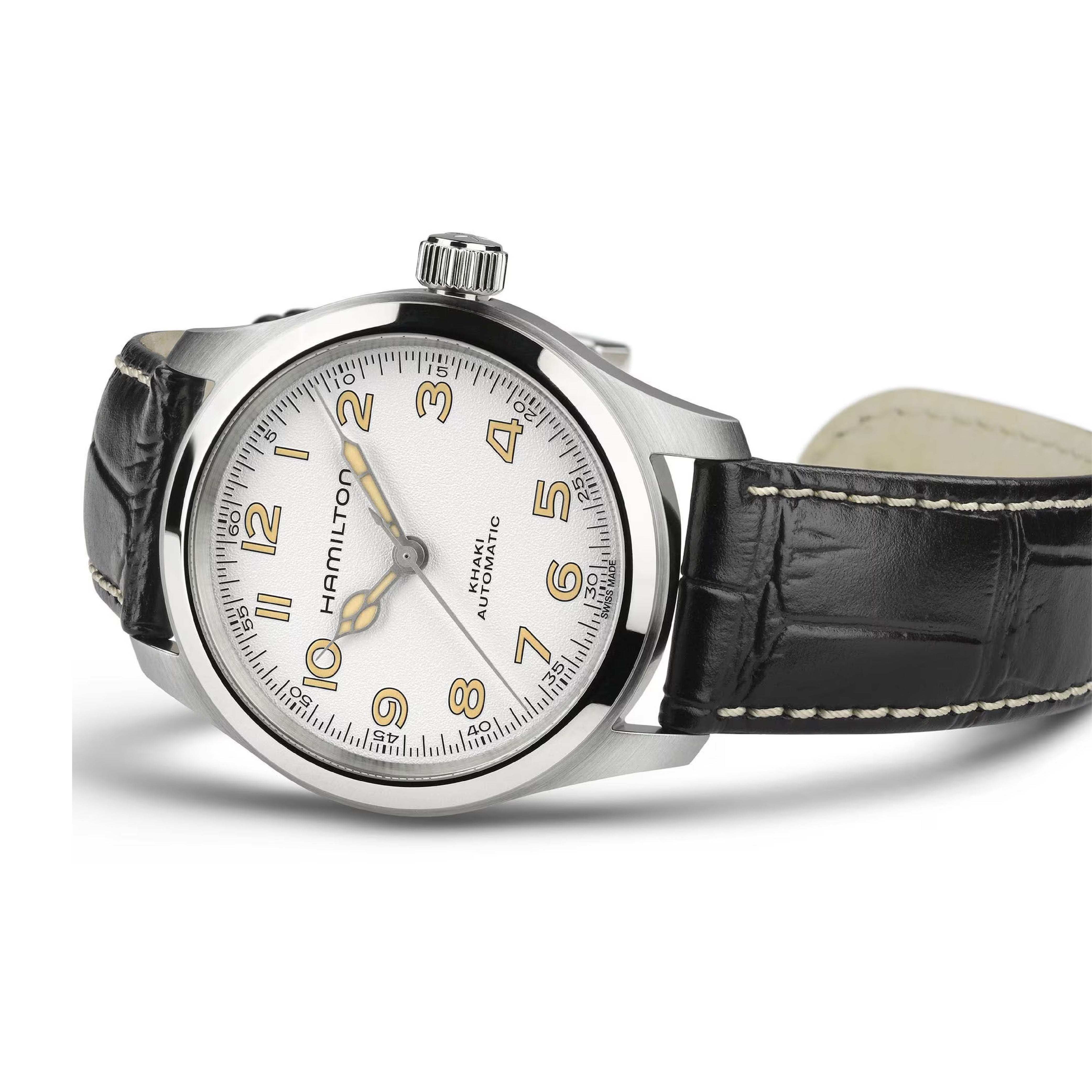 Khaki Field with White Dial Leather Strap - H70405710