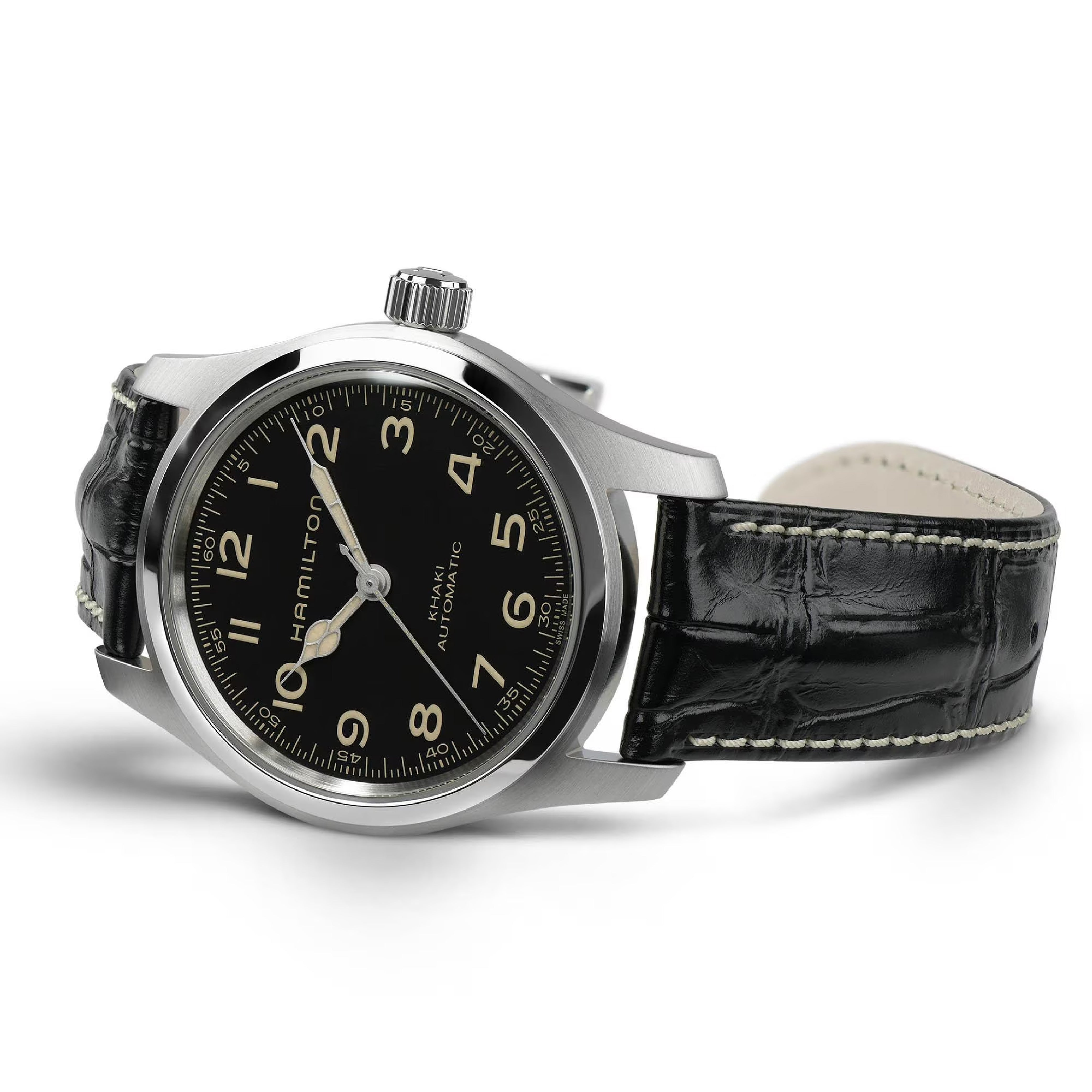 Khaki Field with Black Dial Leather Strap - H70605731