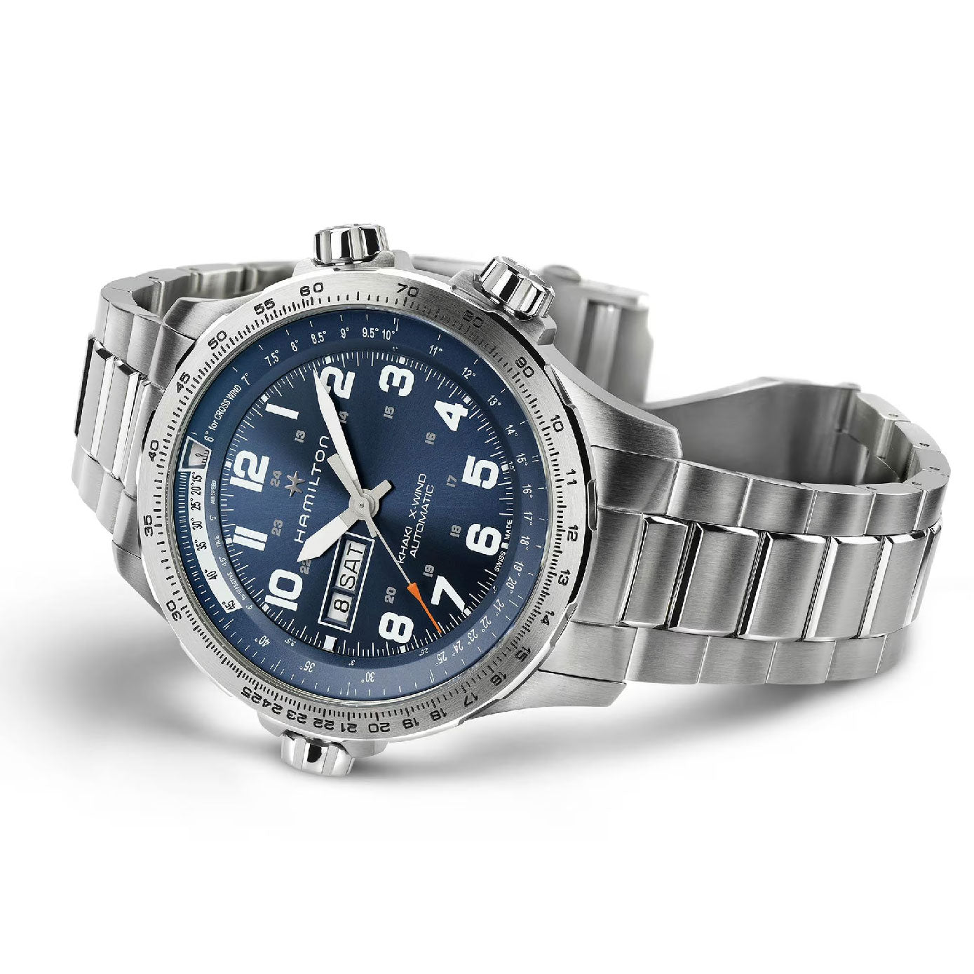 Khaki Aviation with Blue Dial Stainless Steel Strap - H77765141