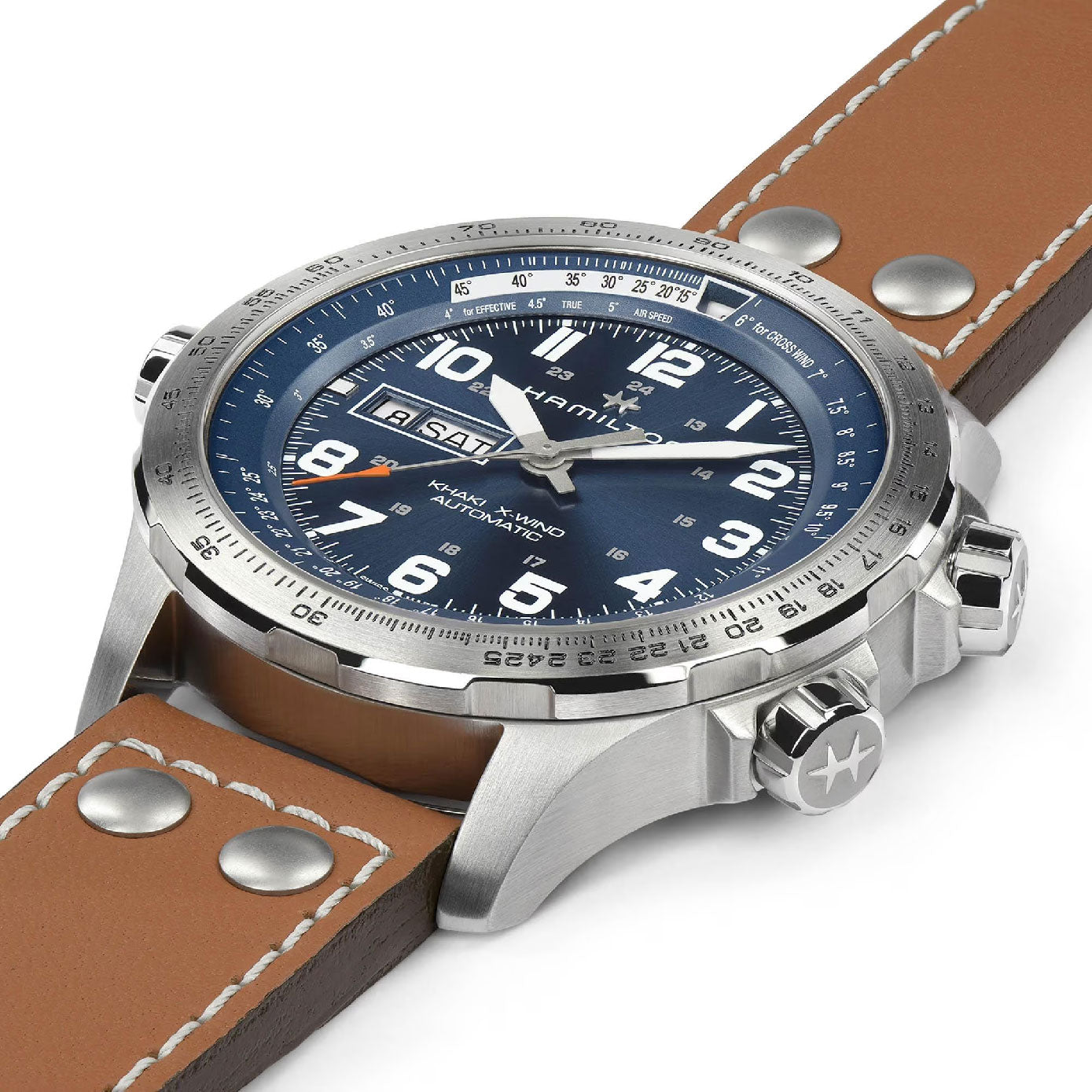 Khaki Aviation with Blue Dial Leather Strap