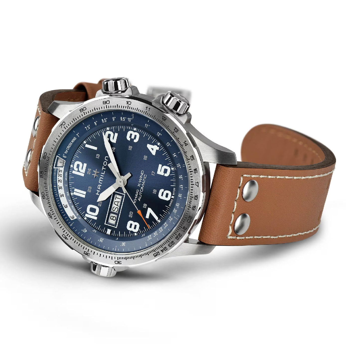 Khaki Aviation with Blue Dial Leather Strap