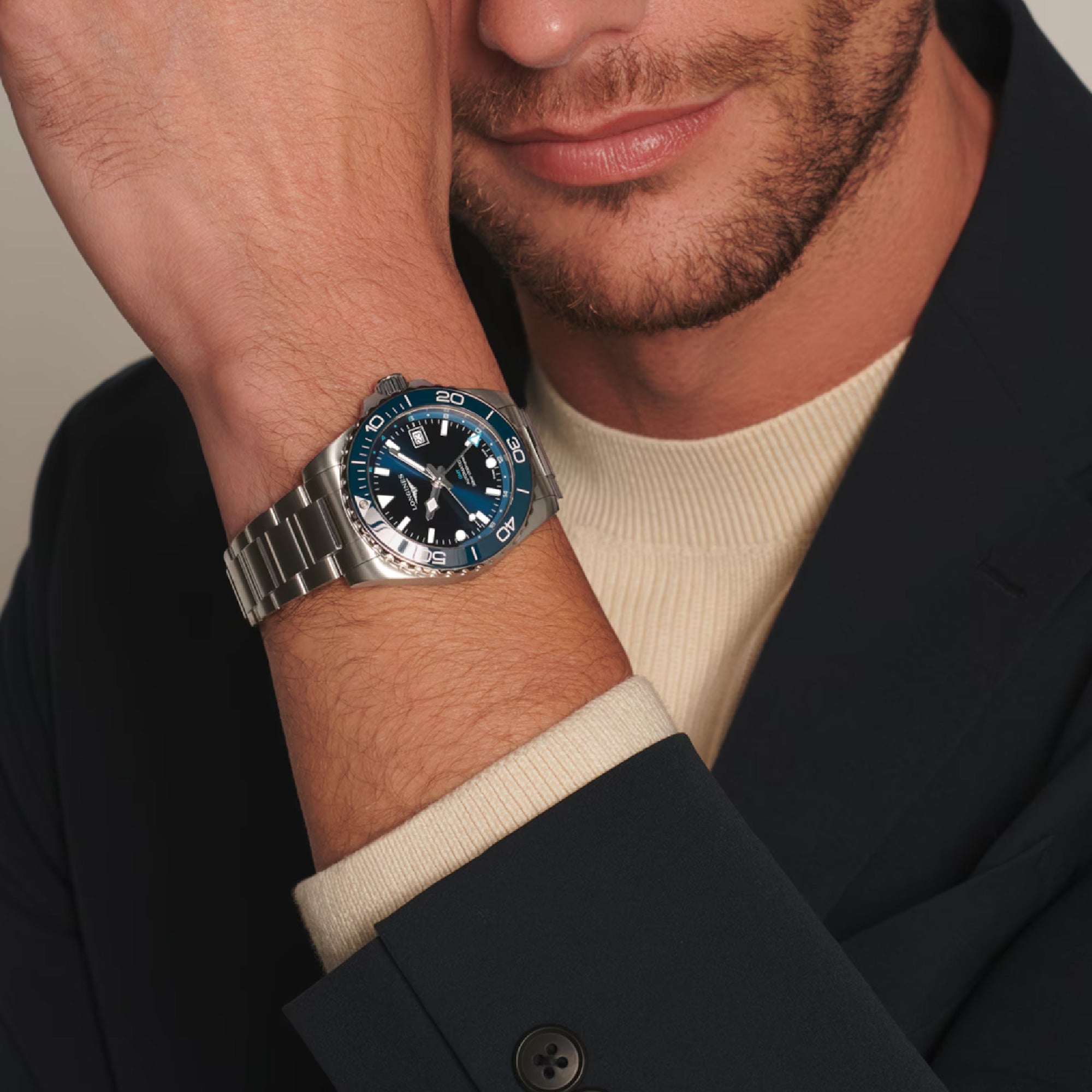 Hydroconquest GMT with Blue Dial Stainless Steel Strap - L37904966