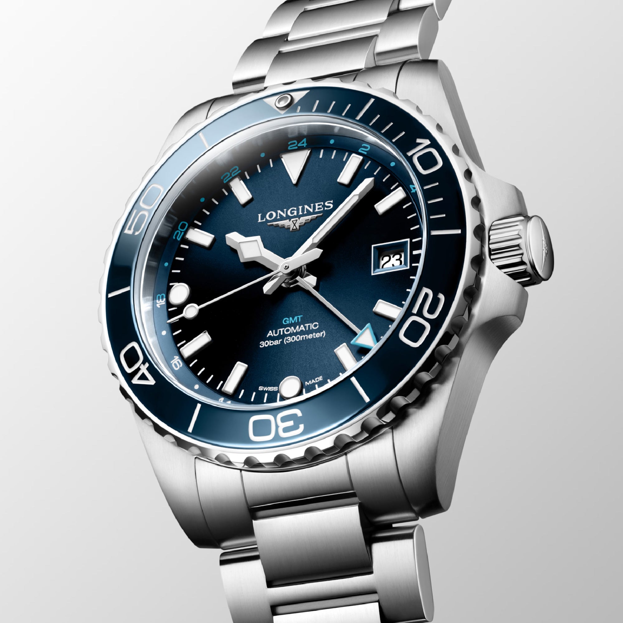 Hydroconquest GMT with Blue Dial Stainless Steel Strap - L37904966