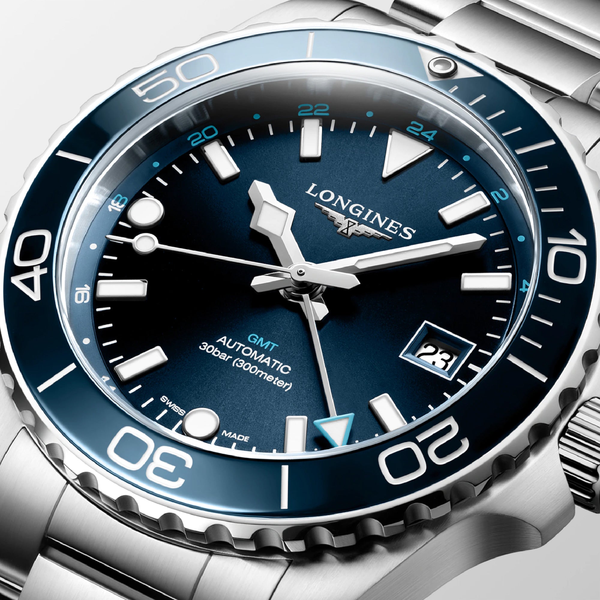 Hydroconquest GMT with Blue Dial Stainless Steel Strap - L37904966