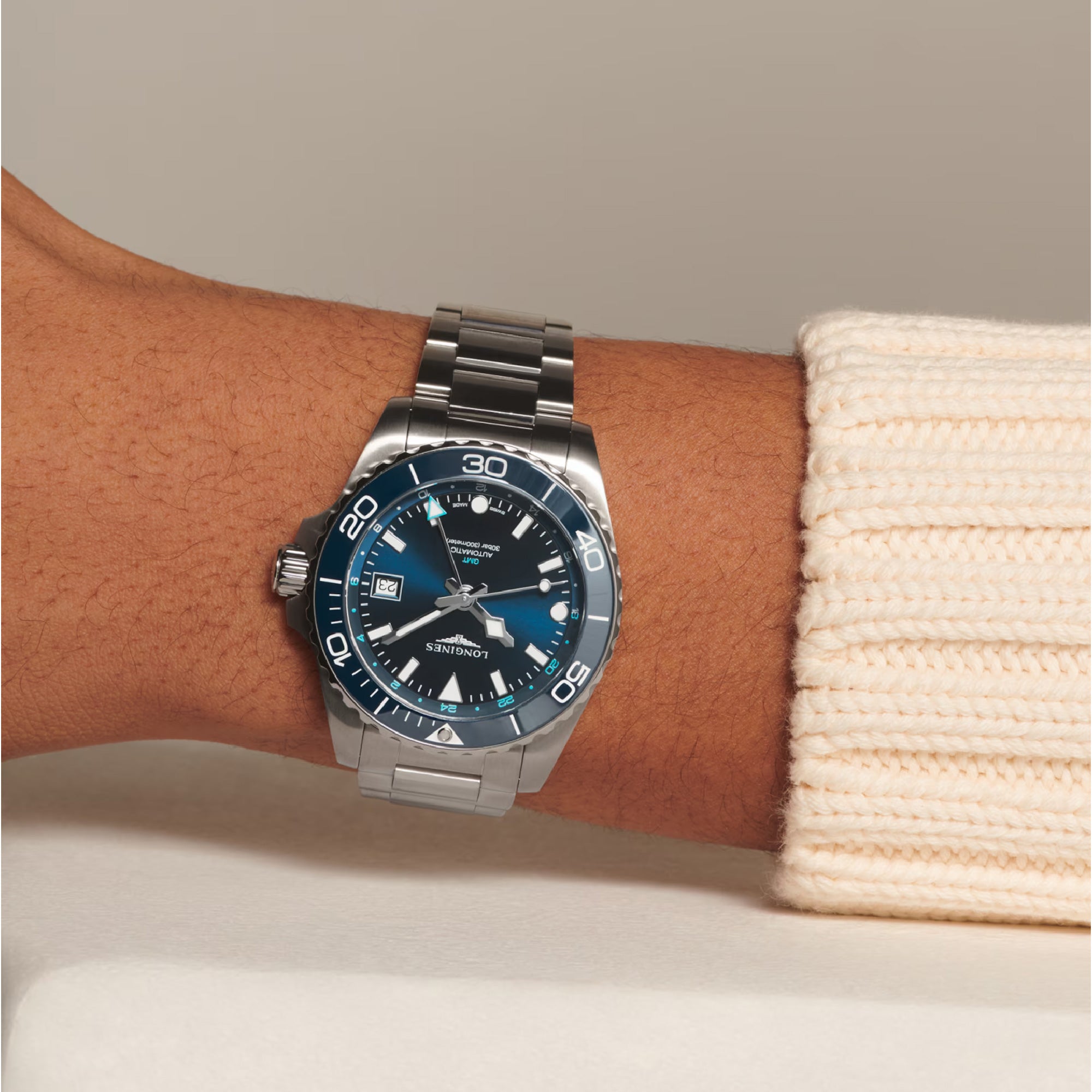 Hydroconquest GMT with Blue Dial Stainless Steel Strap - L37904966