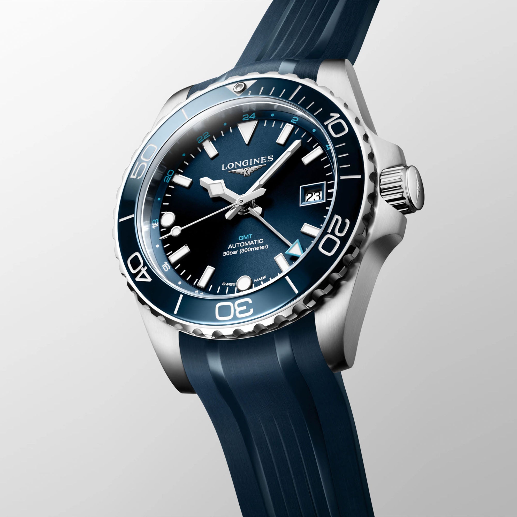 Hydroconquest GMT with Blue Dial Rubber Strap - L37904969