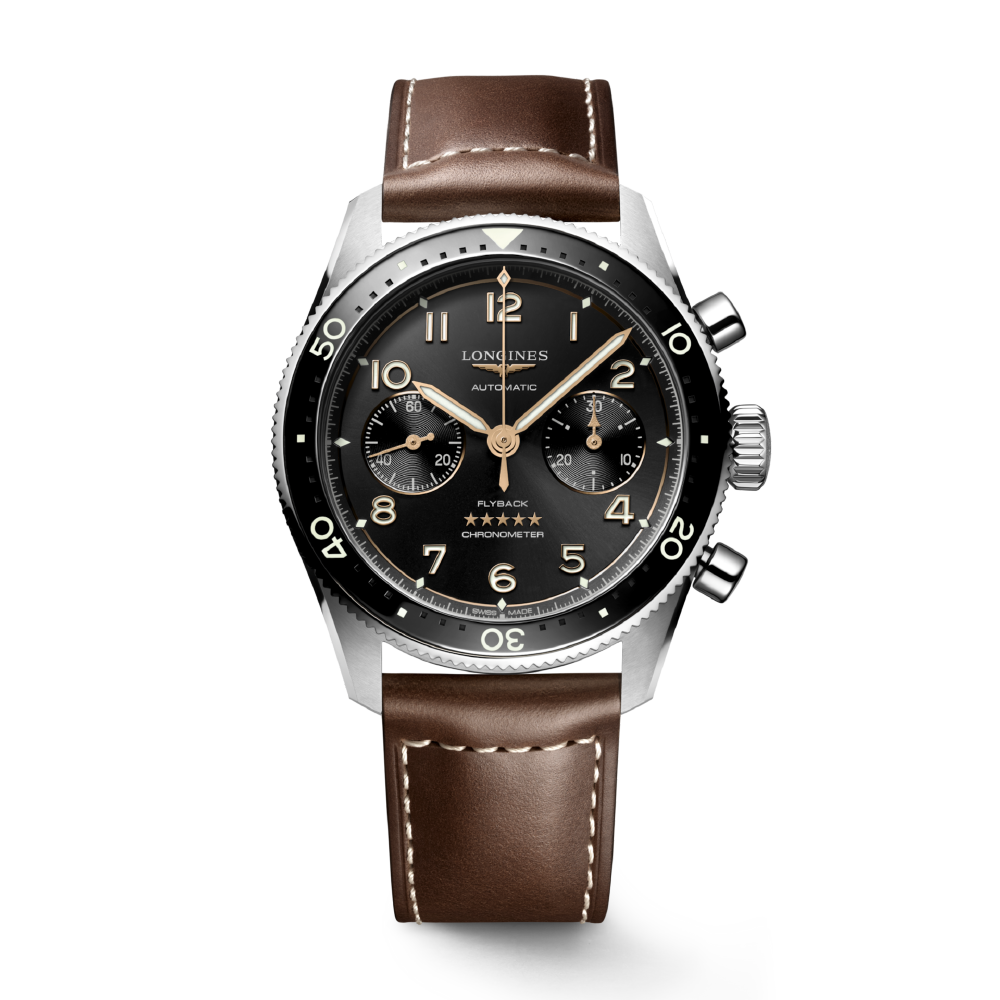 Spirit Flyback with Black Dial Leather Strap - L38214532