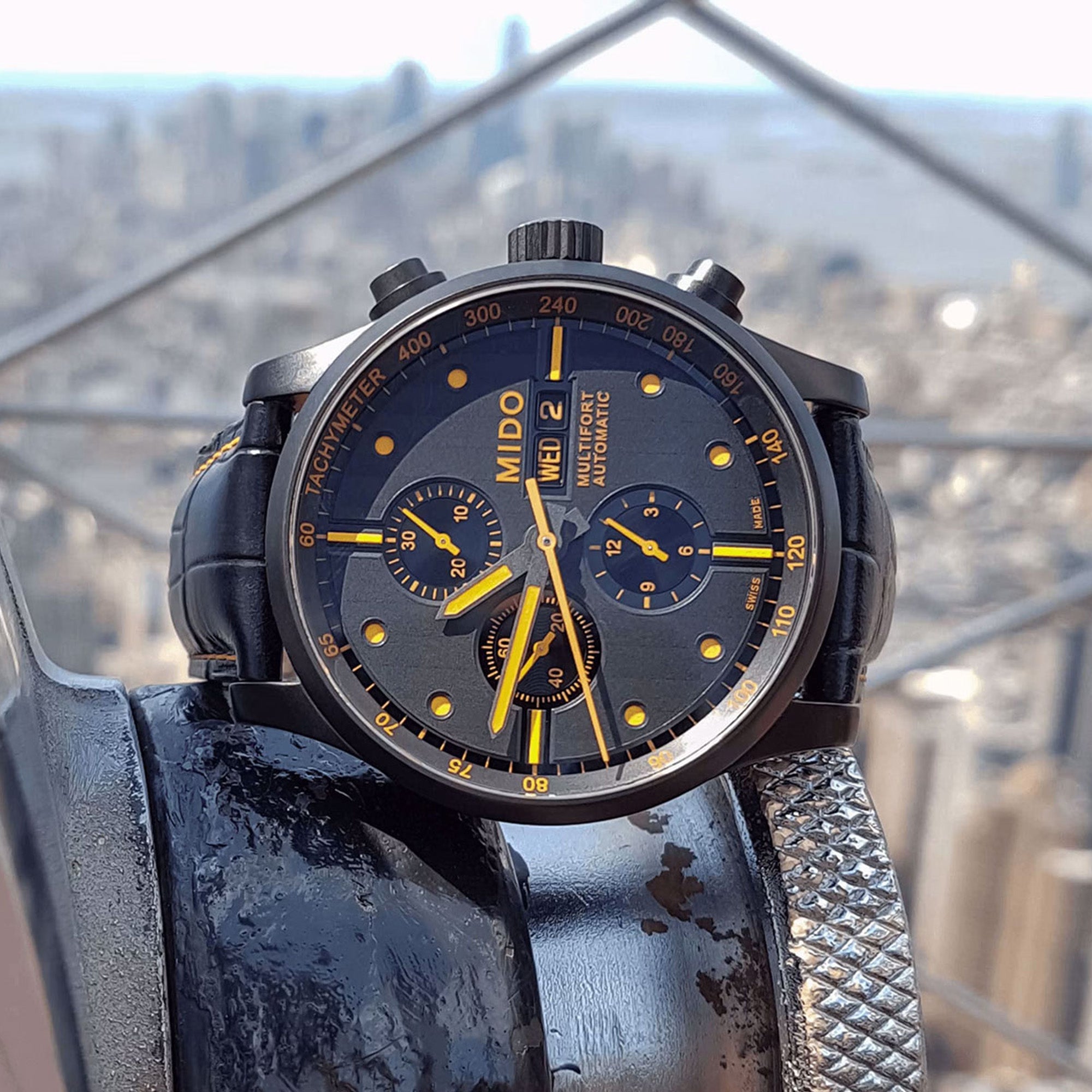 Multifort Chronograph with Black Dial Leather Strap - M0056143605122