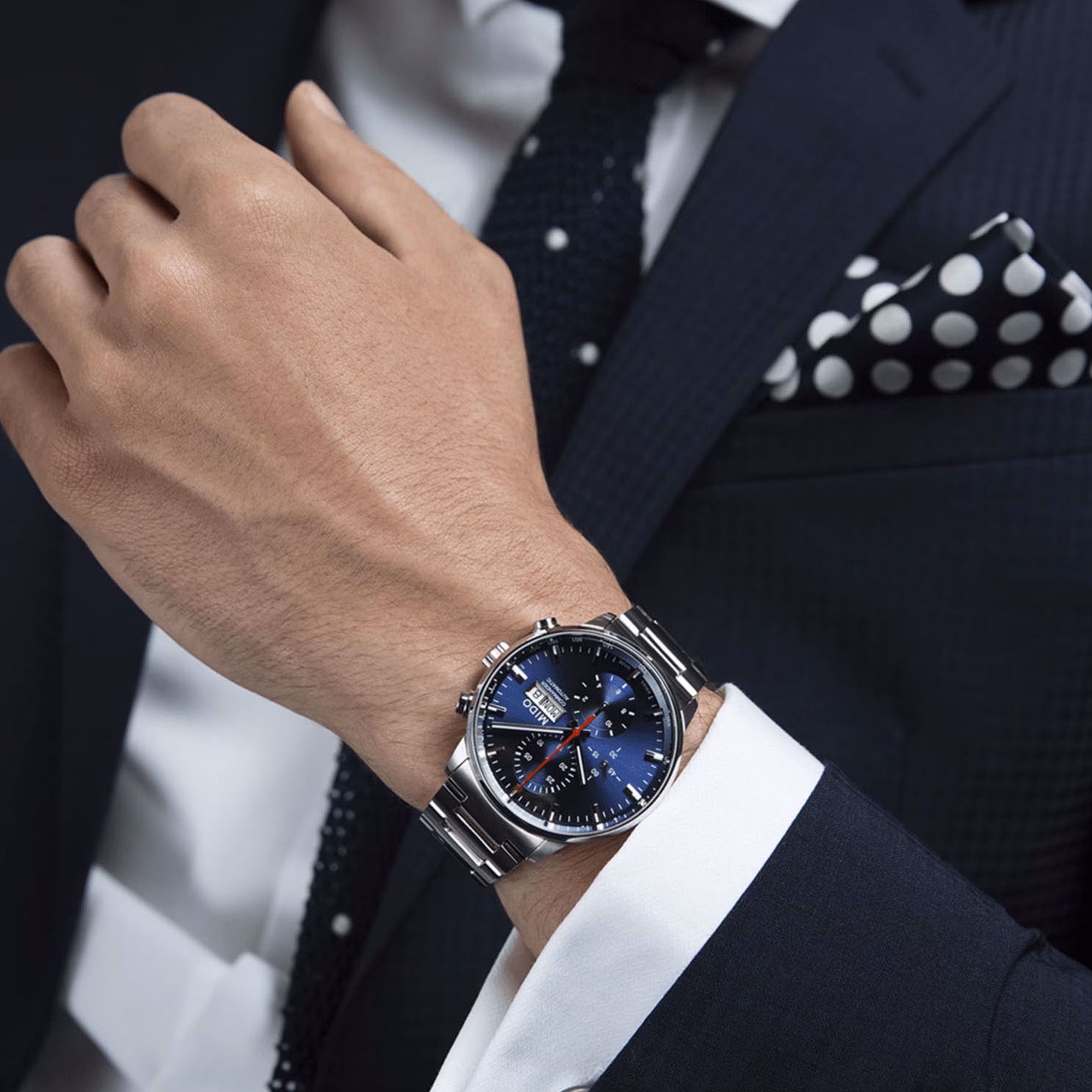 Commander with Blue Dial Stainless Steel Strap - M0164141104100