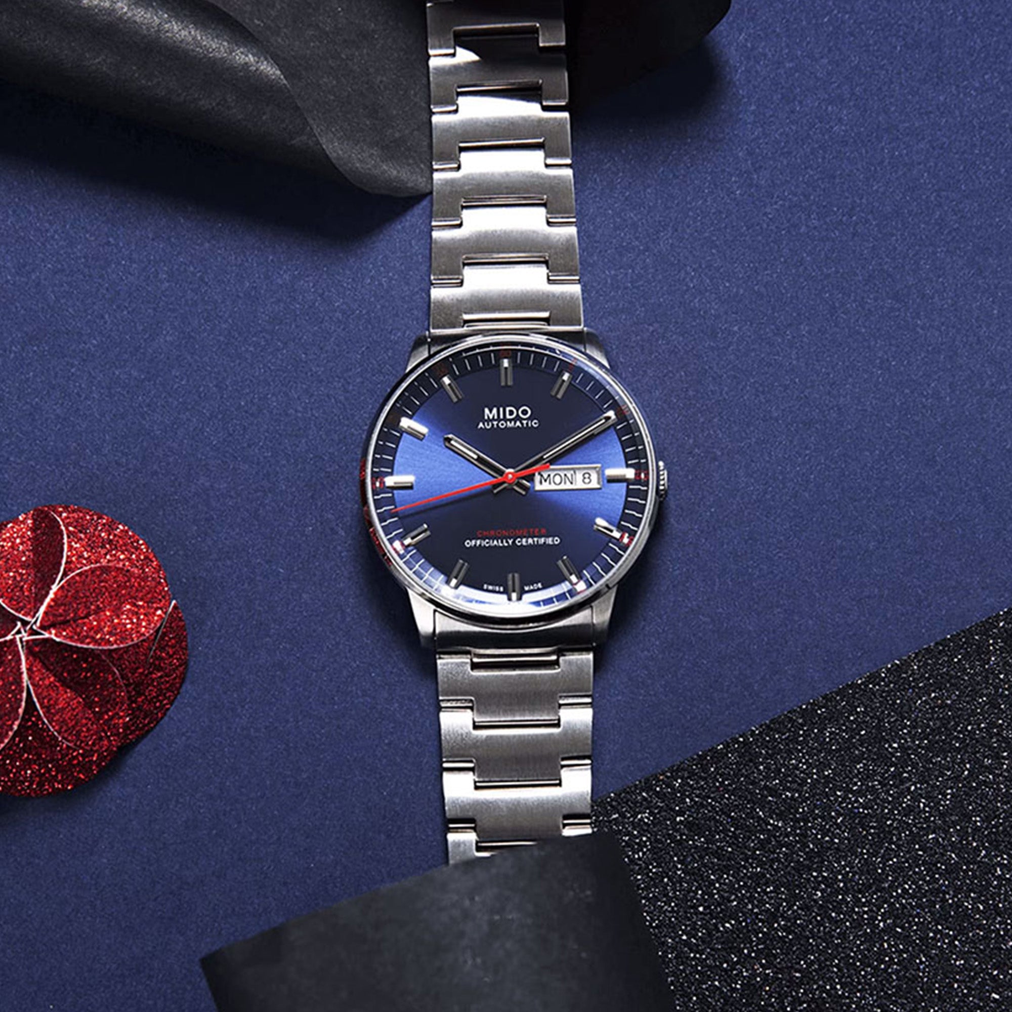 Commander with Blue Dial Stainless Steel Strap - M0214311104100