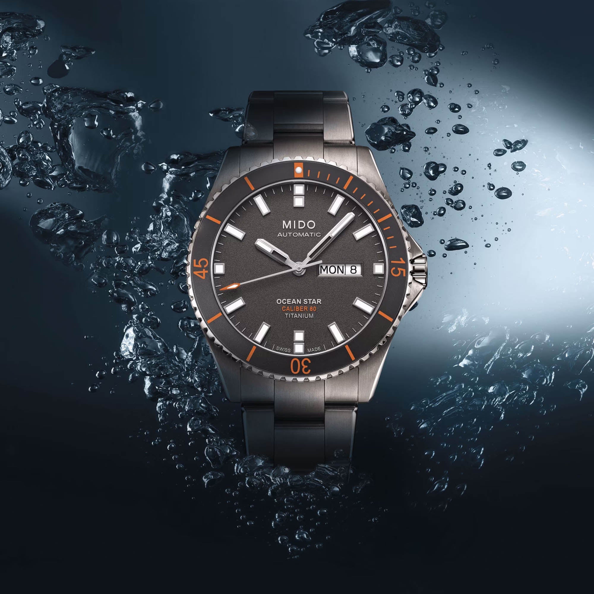 Ocean Star 200  with Charcoal Dial Titanium Strap - M0264304406100