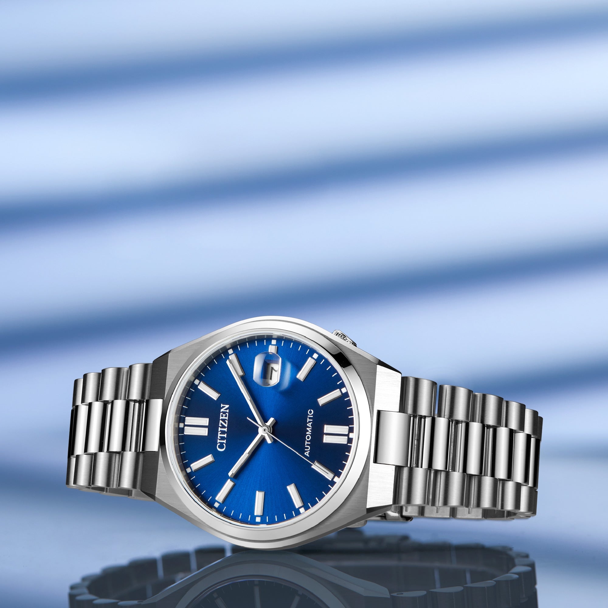 TSUYOSA with Blue Dial Stainless Steel Strap - NJ0150-56L