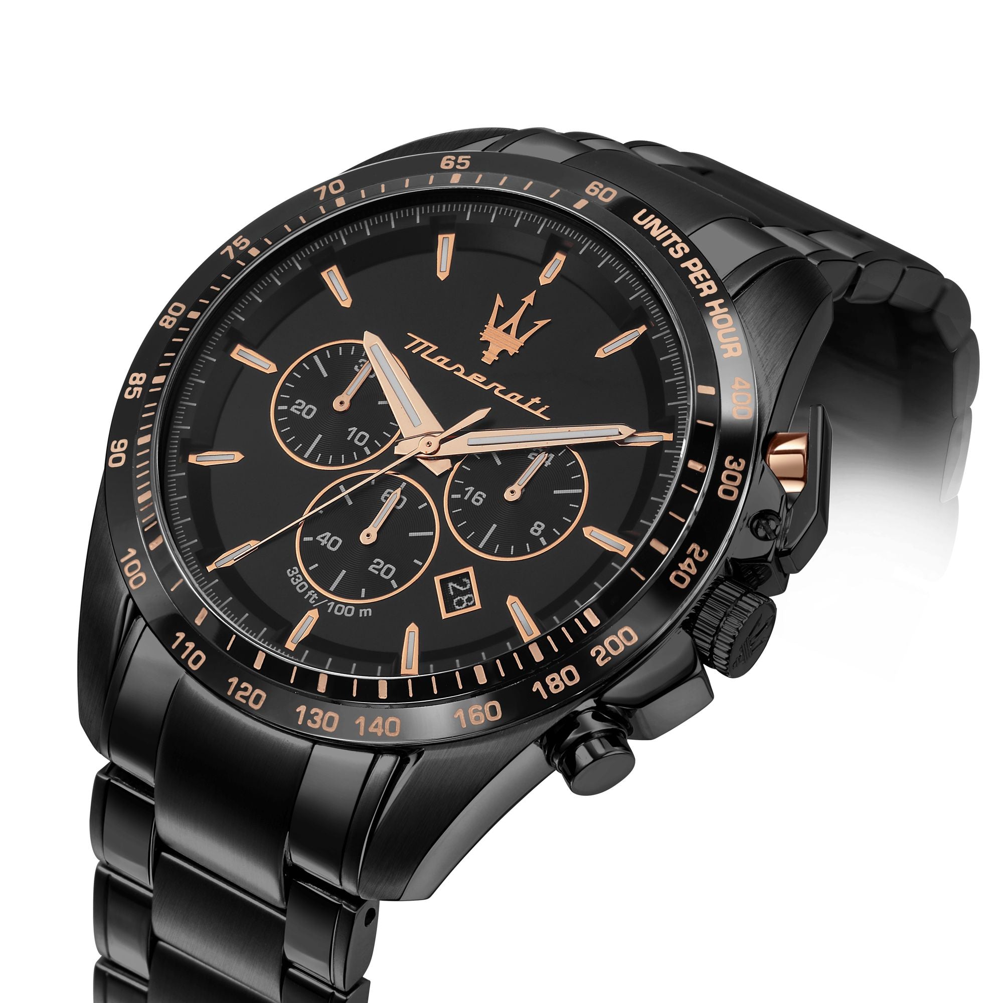 Traguardo with Black Dial Stainless Steel Strap - R8873612050