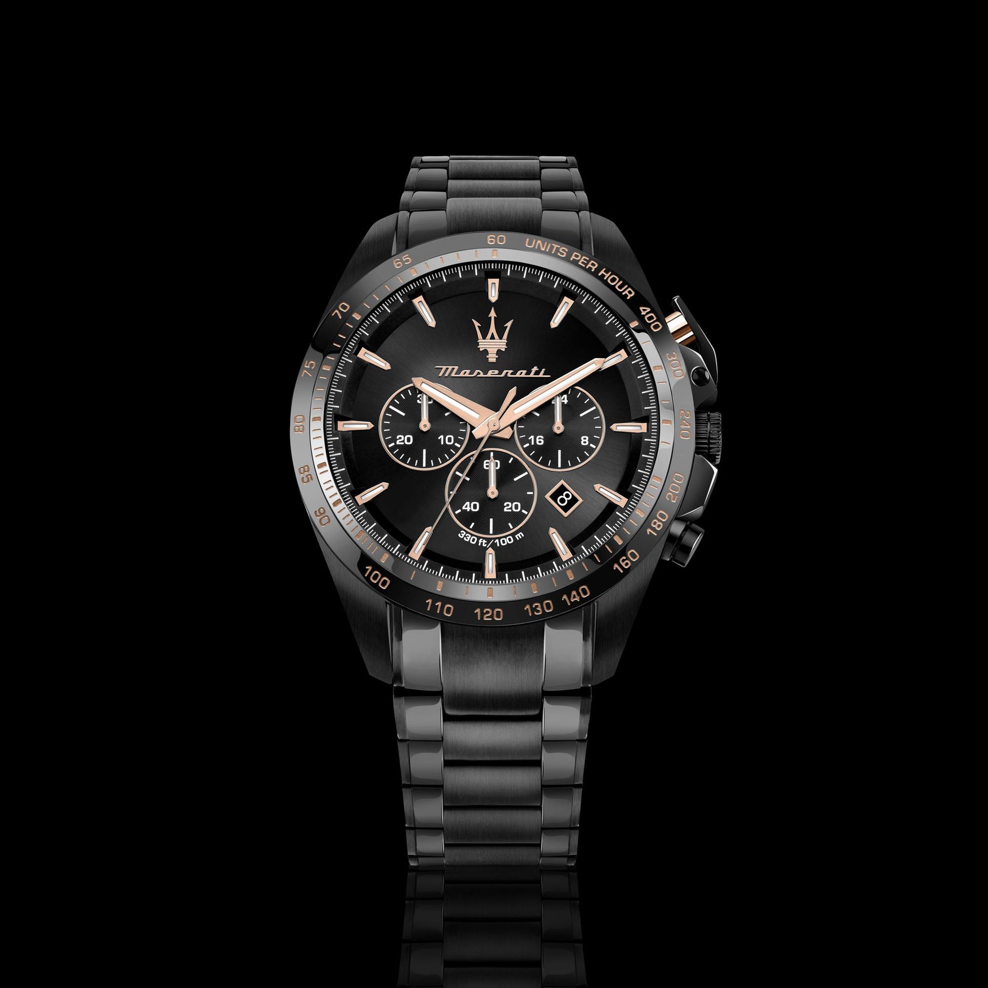 Traguardo with Black Dial Stainless Steel Strap - R8873612050