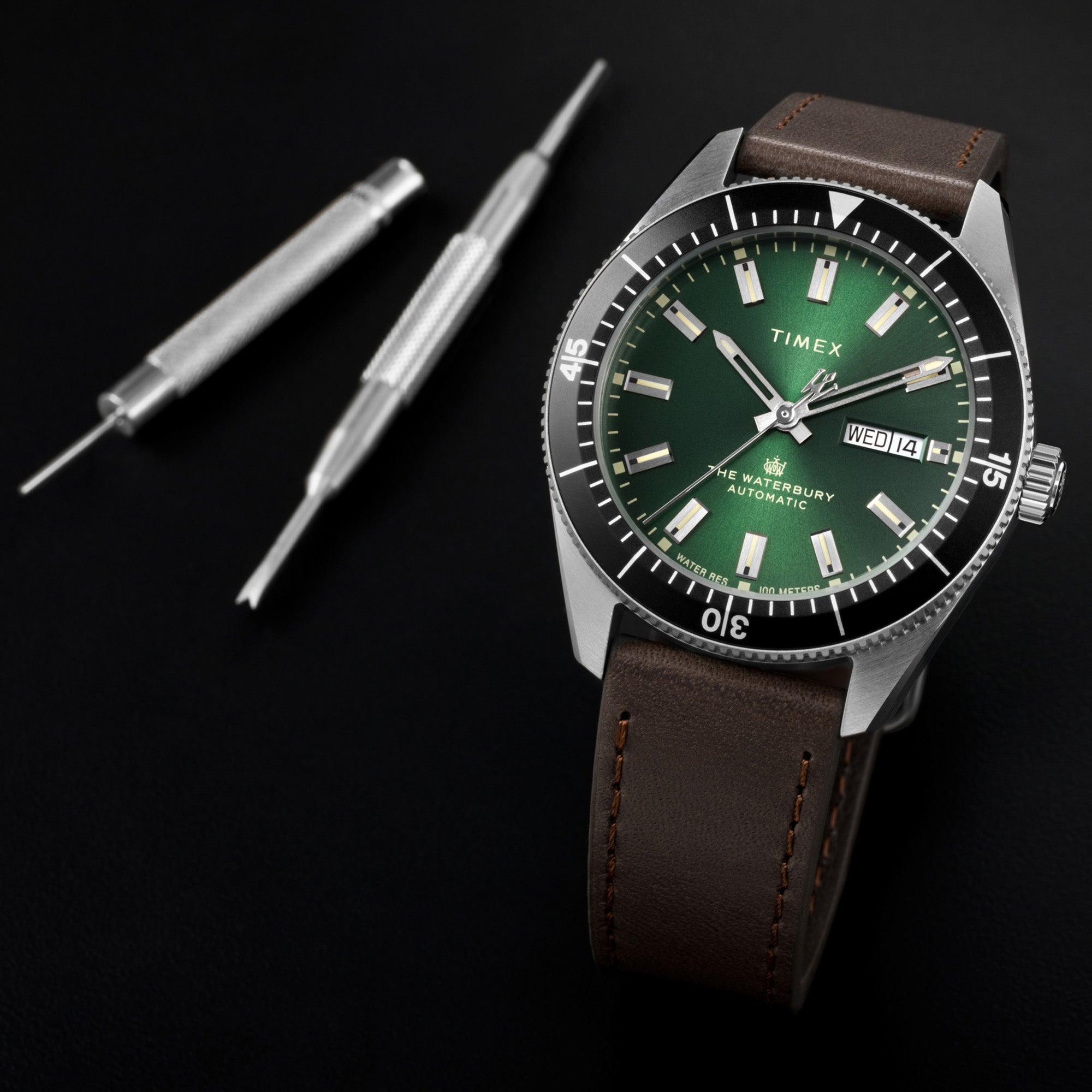 Waterbury with Green Dial Leather Strap - TW2V24700