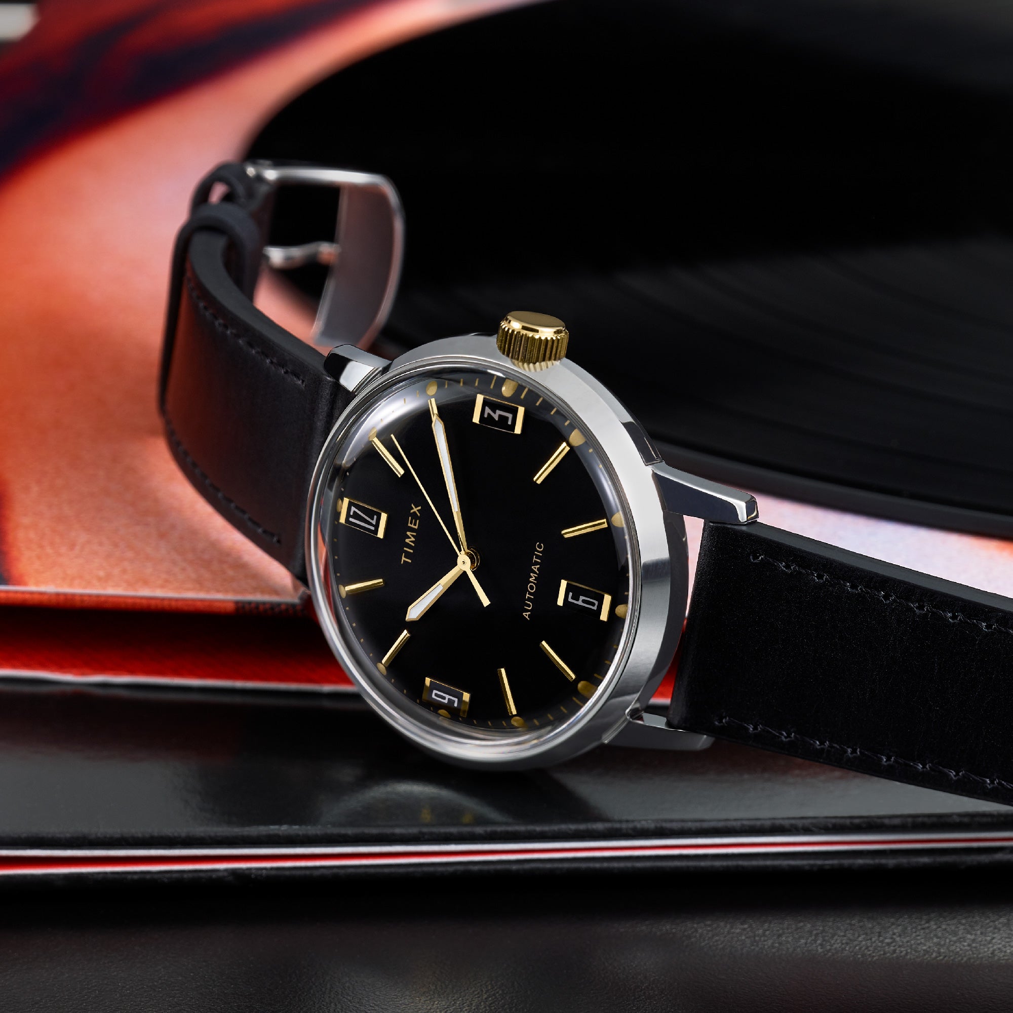 Marlin with Black Dial Leather Strap - TW2W33900